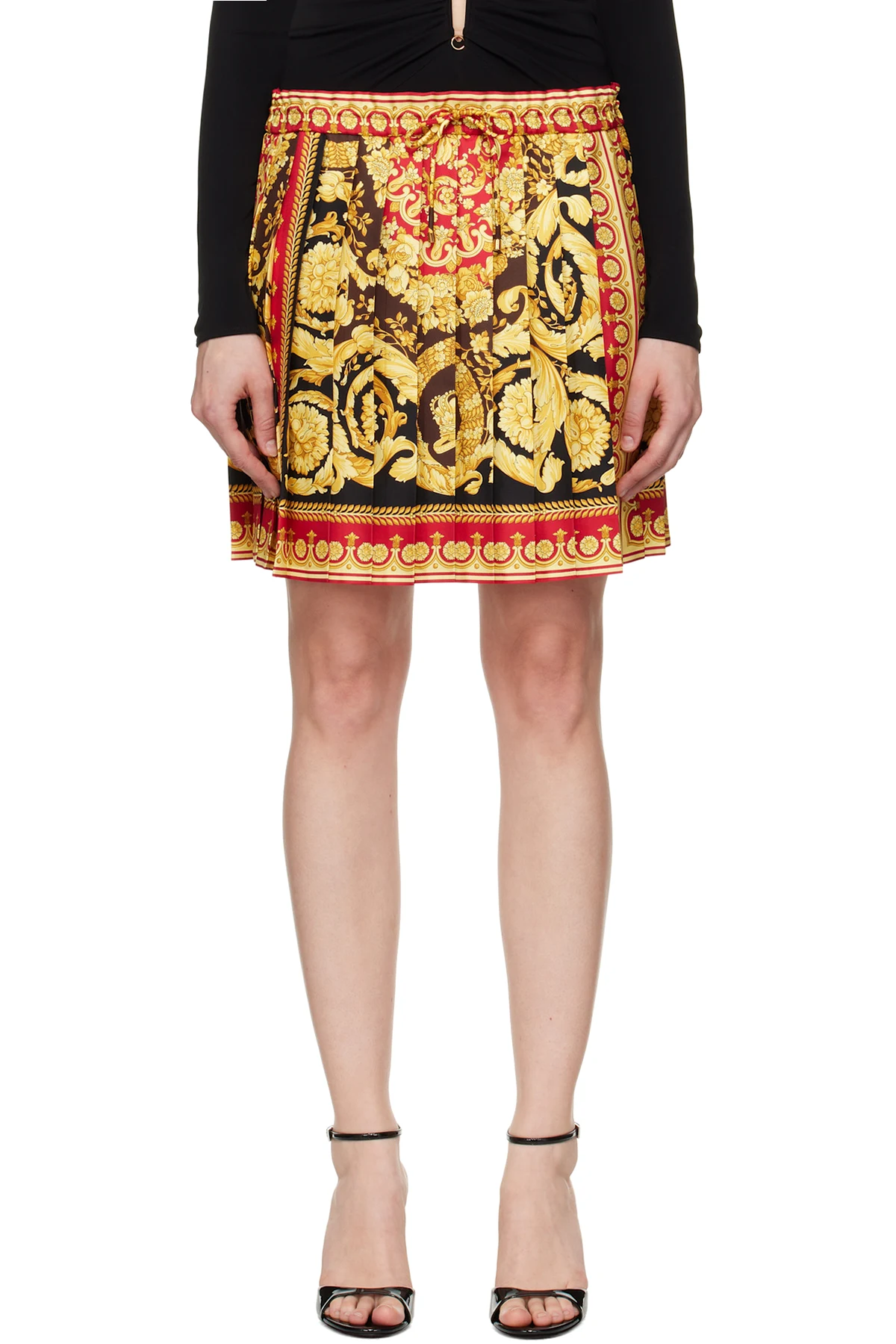 Yellow & Red Barocco 92 Foulard Silk Miniskirt