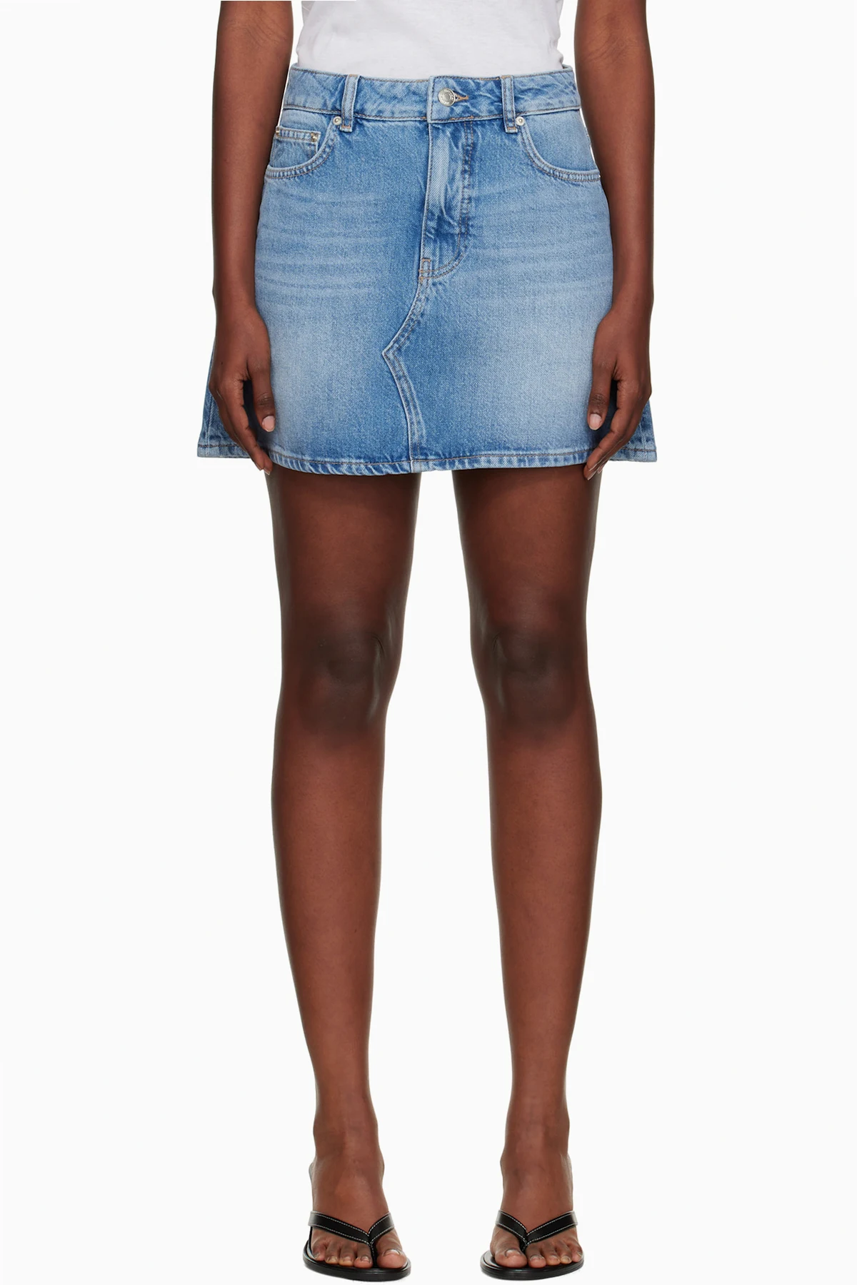 Blue A-Line Denim Miniskirt