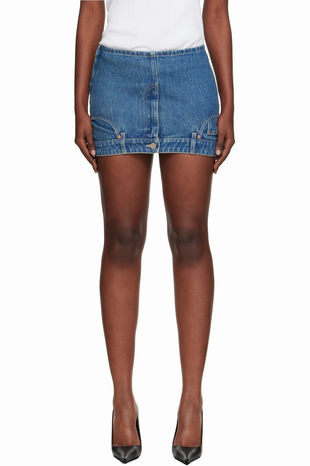 Blue Upside-Down Denim Miniskirt