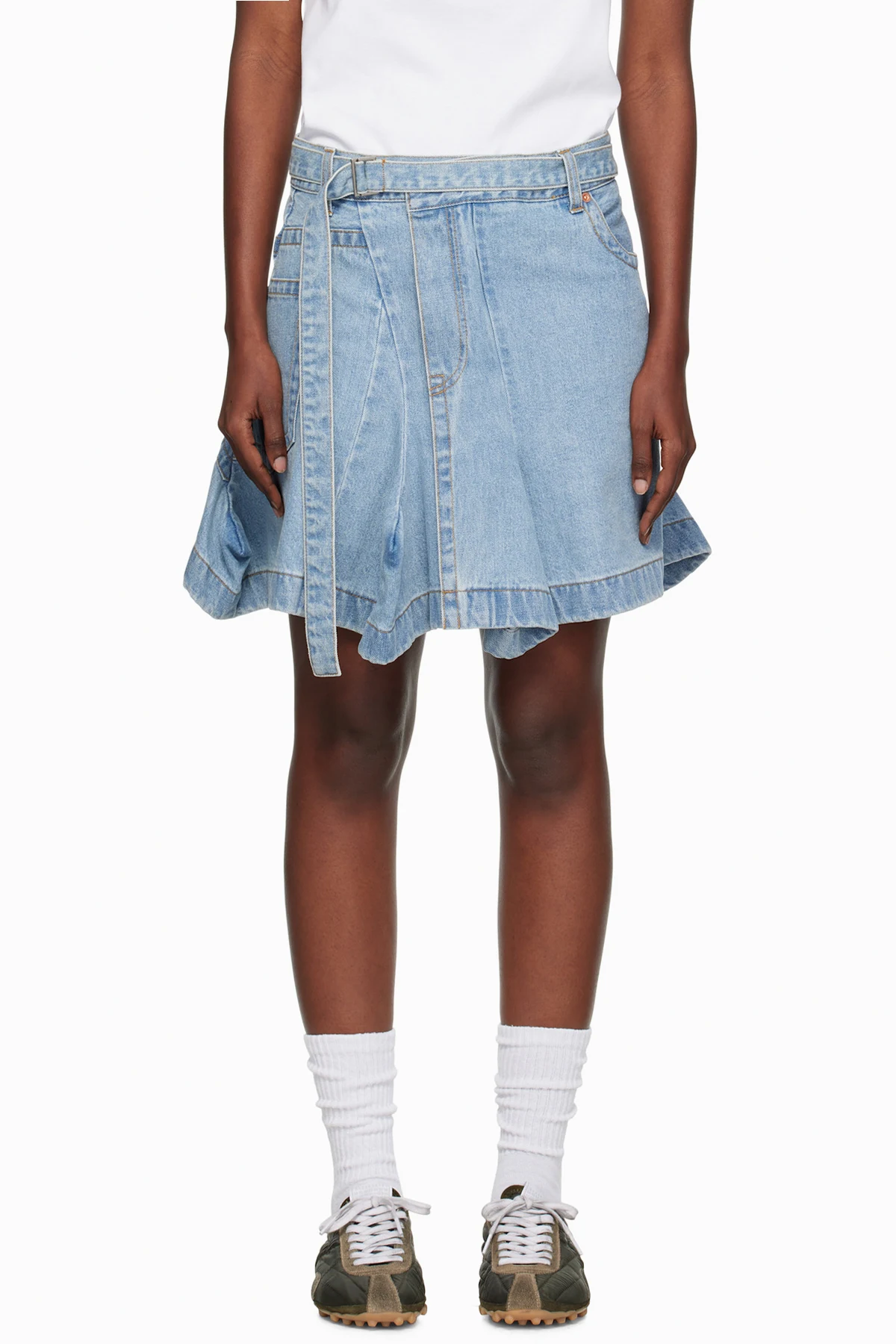 Blue Asymmetrical Denim Miniskirt