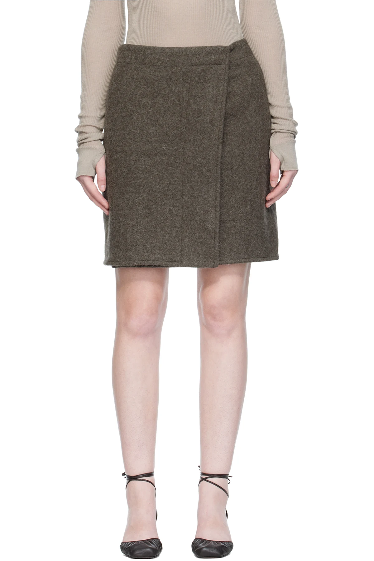 Khaki Wrapover Miniskirt