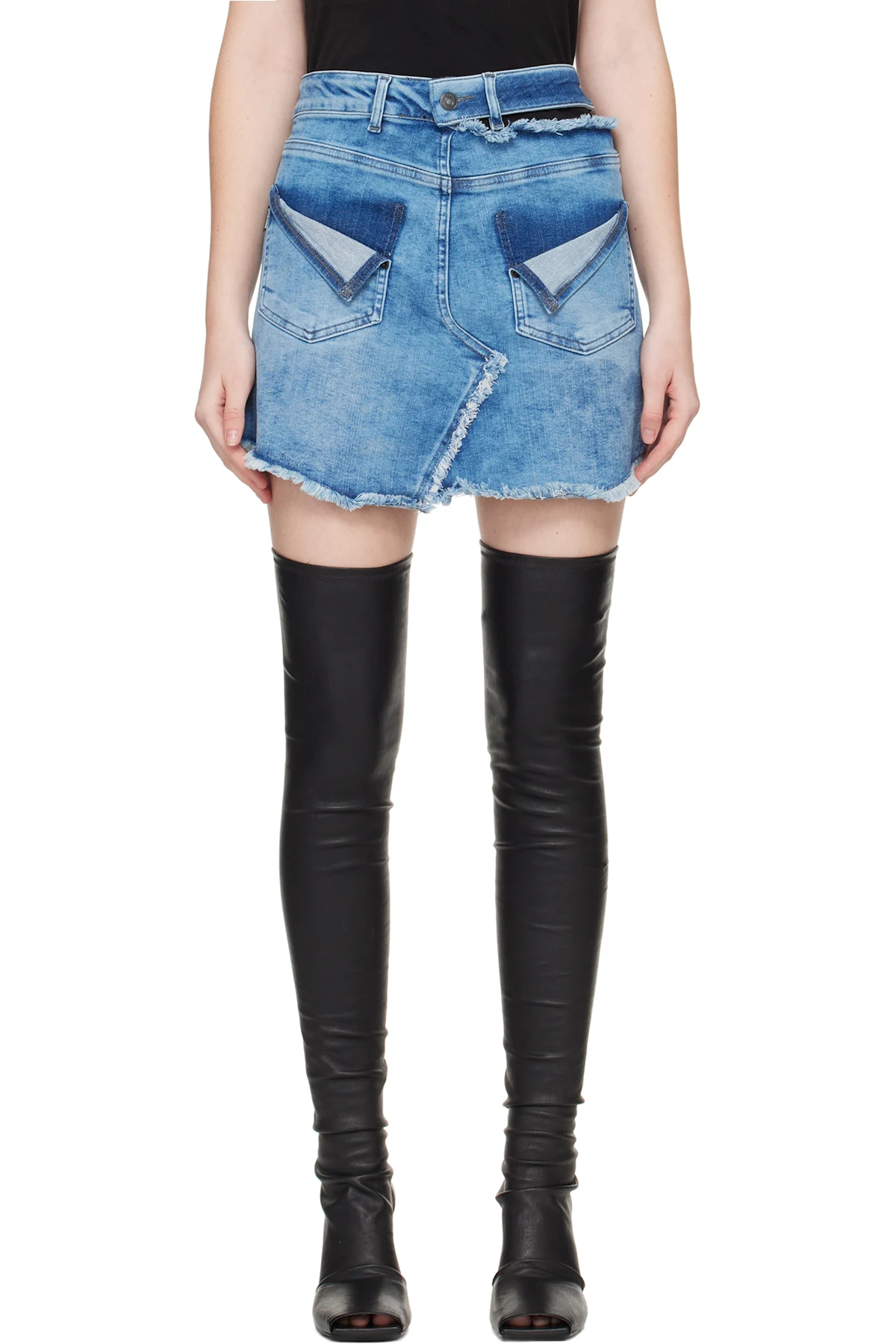 Blue Reversed Denim Miniskirt