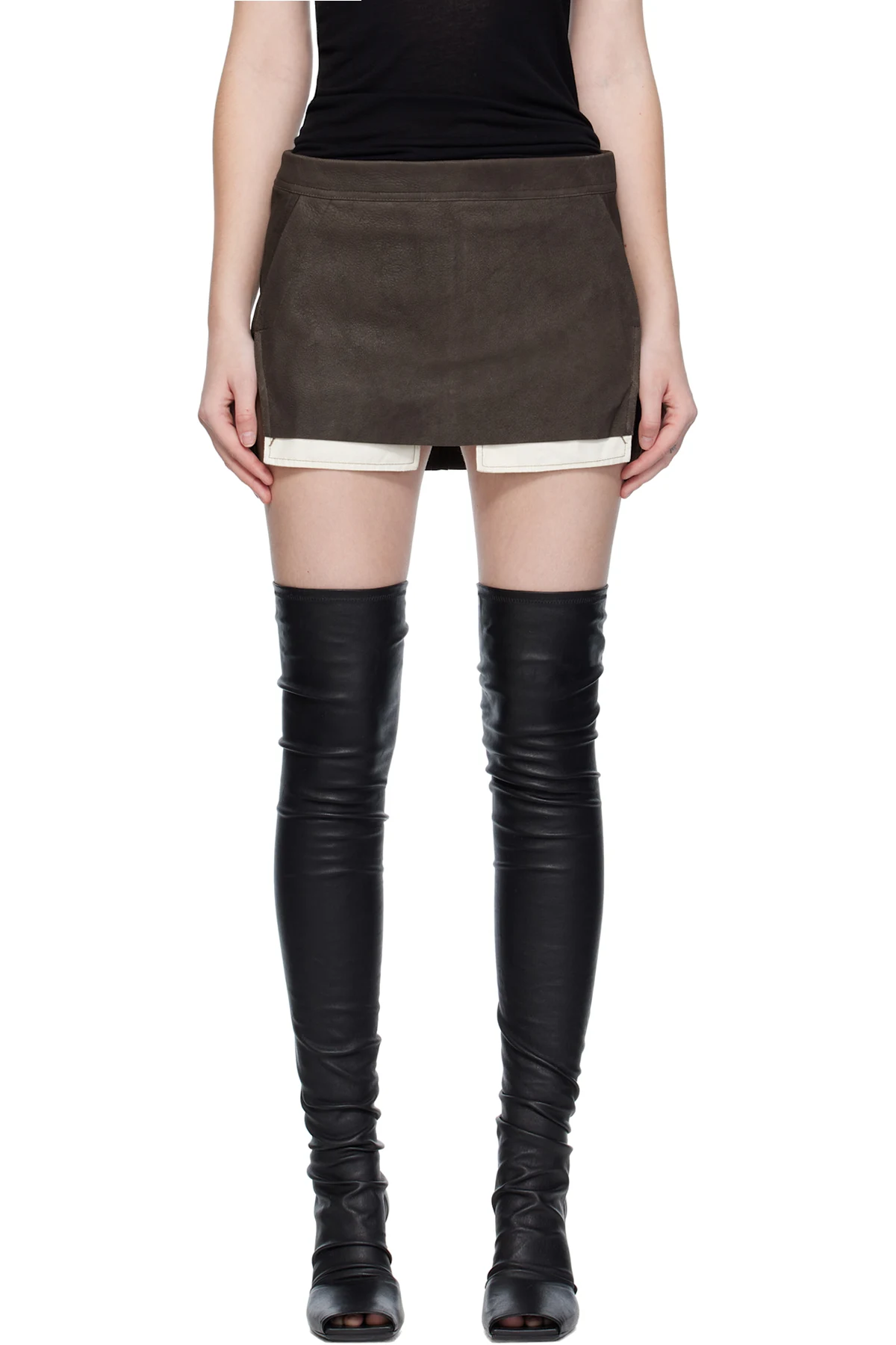 Gray Concordians Fog Cutoff Leather Miniskirt