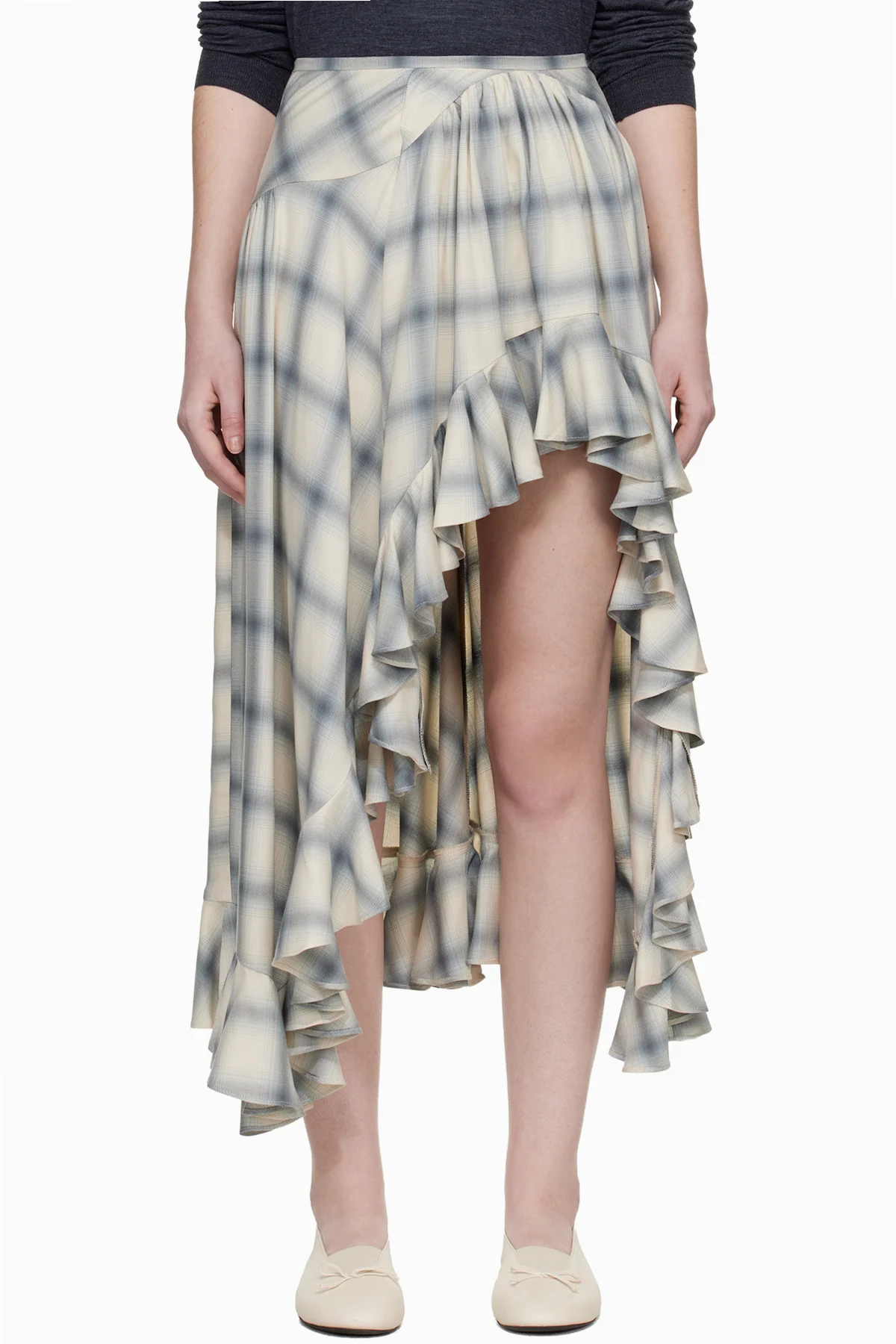 Off White Florist Midi Skirt