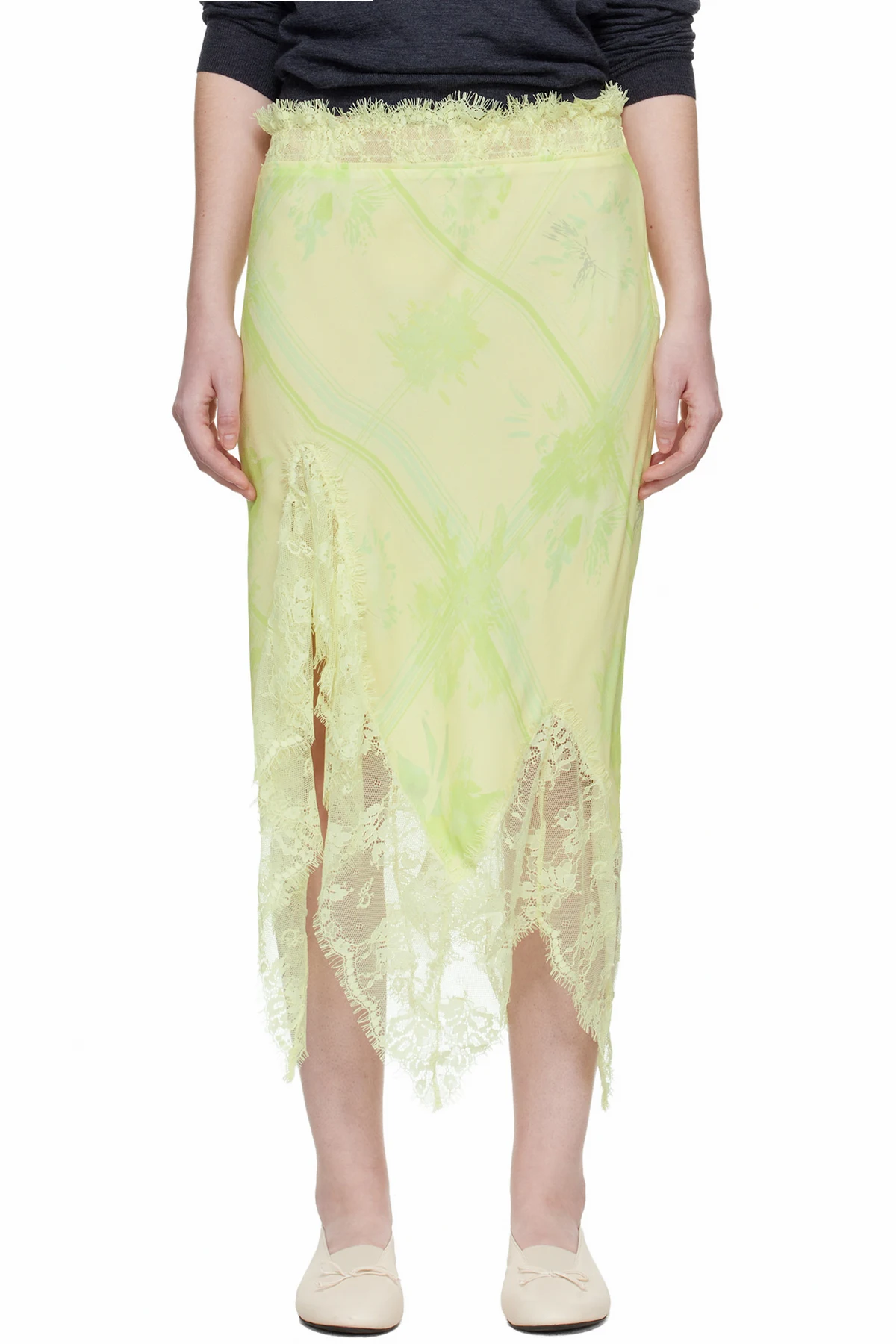 Yellow Waterlily Midi Skirt