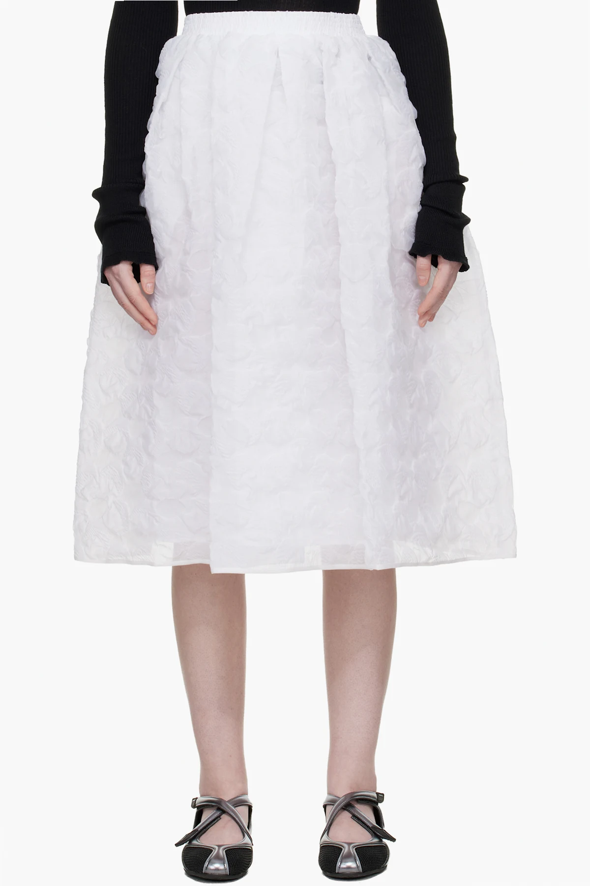 White CBmala Midi Skirt