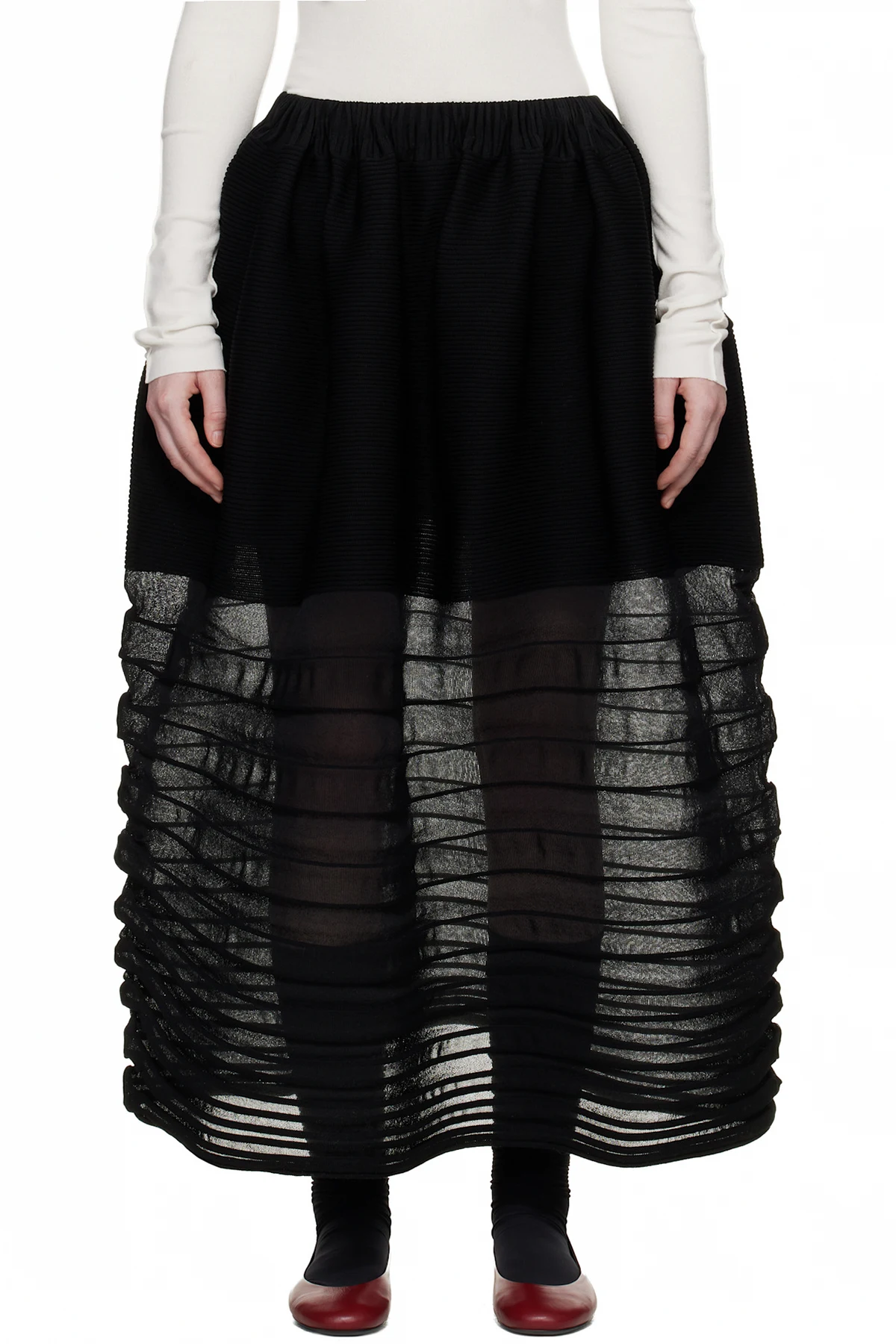 Black December Moving Knit Midi Skirt