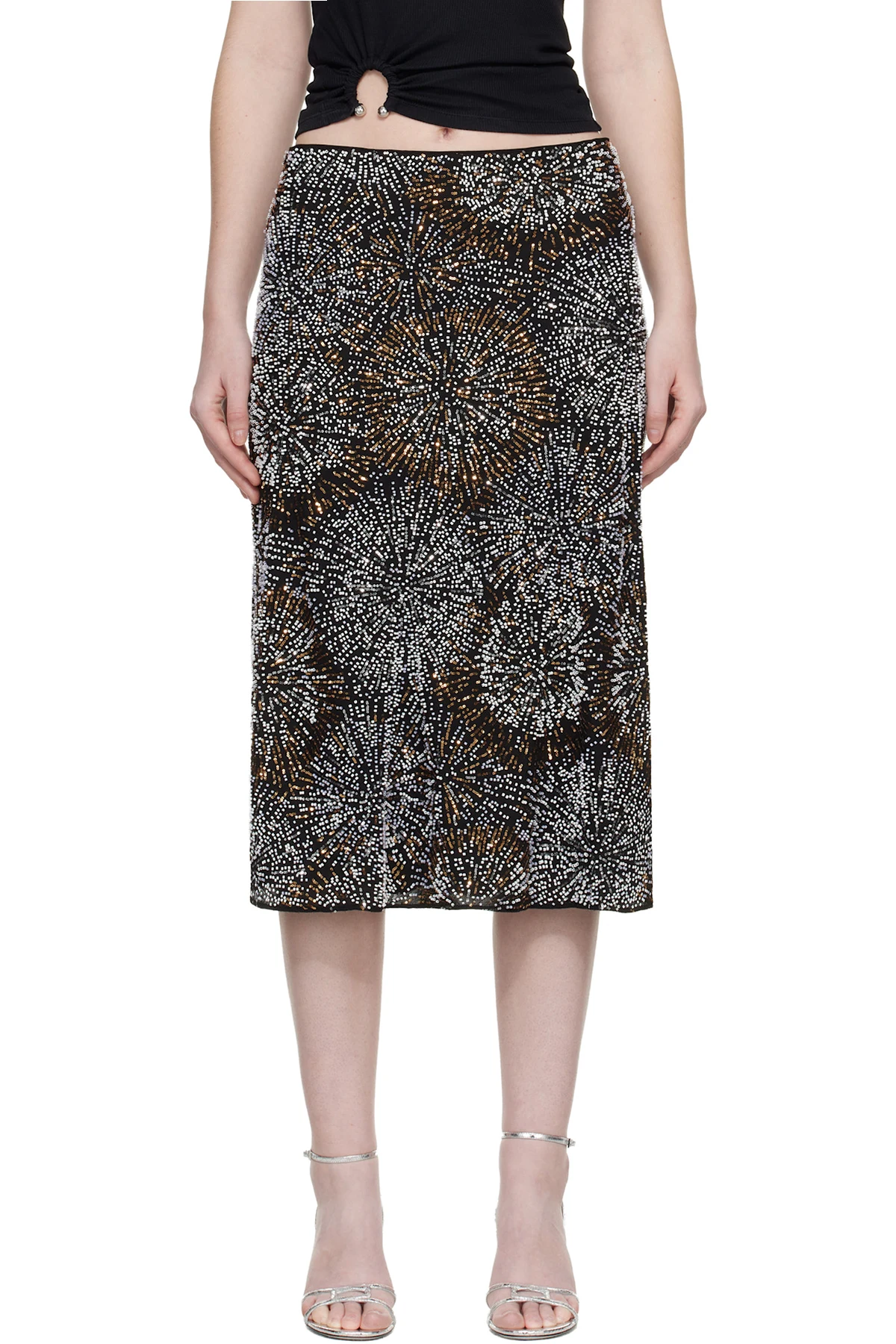 Black Pearl Crepe Midi Skirt