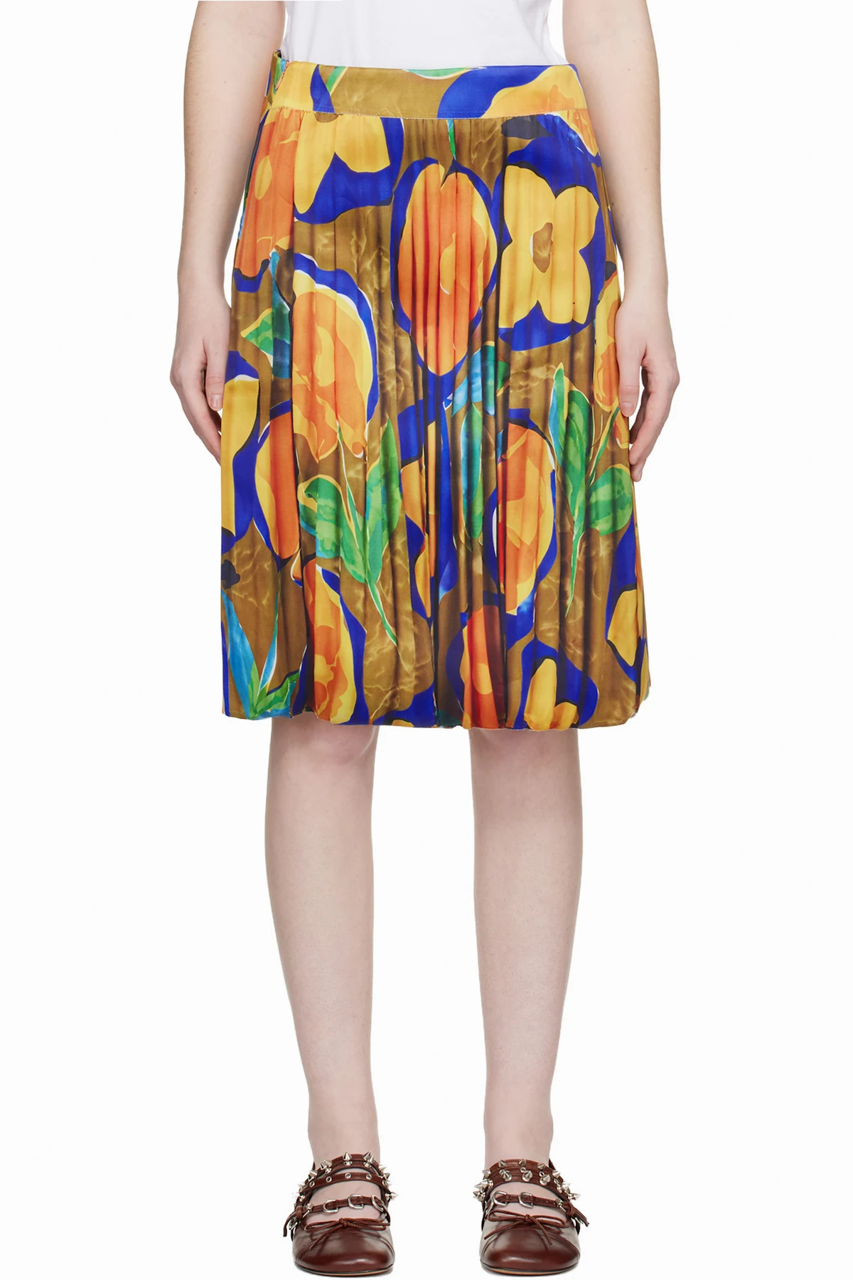 Multicolor Trompe L'Oeil Midi Skirt