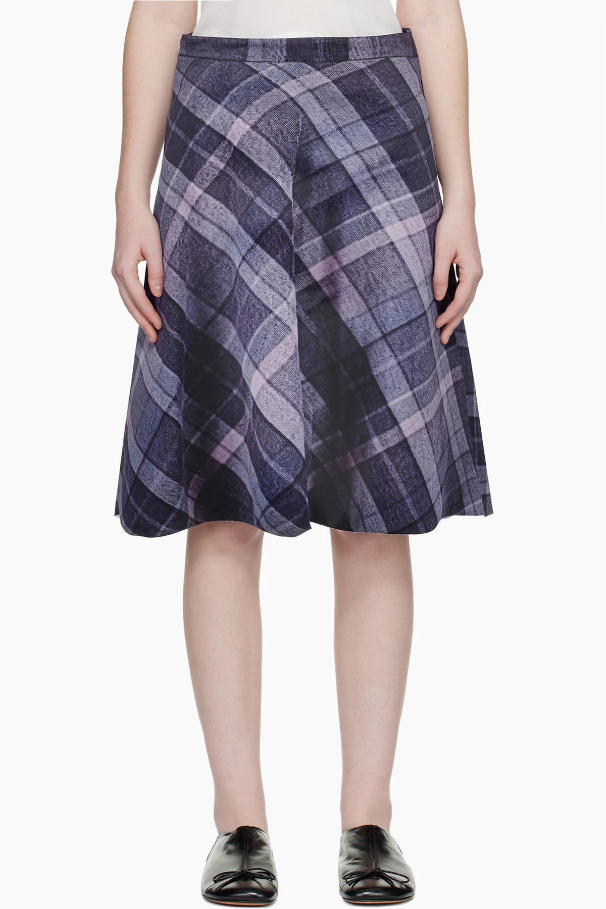 Purple Trompe L'Oeil Midi Skirt