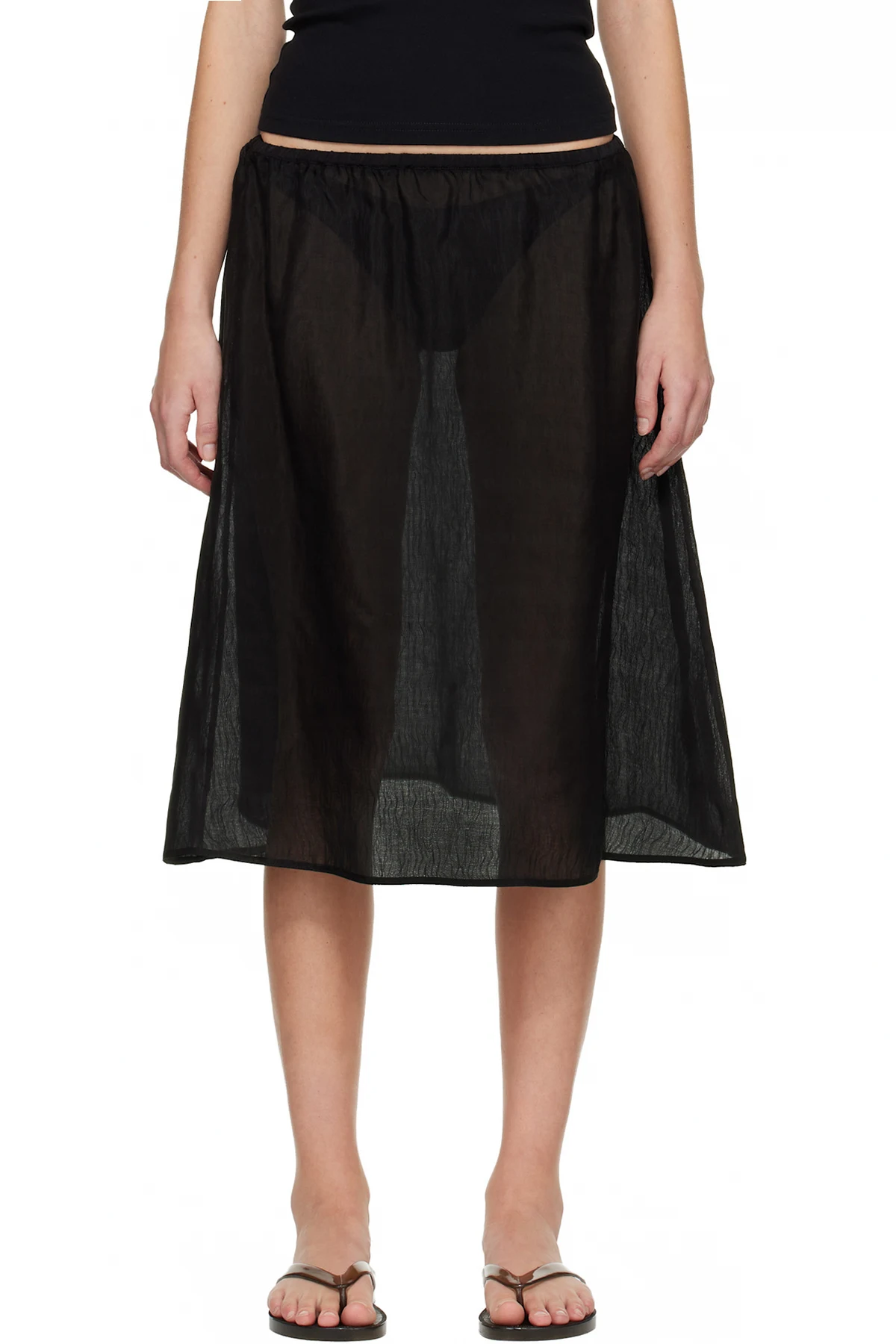 Black Sheer Midi Skirt