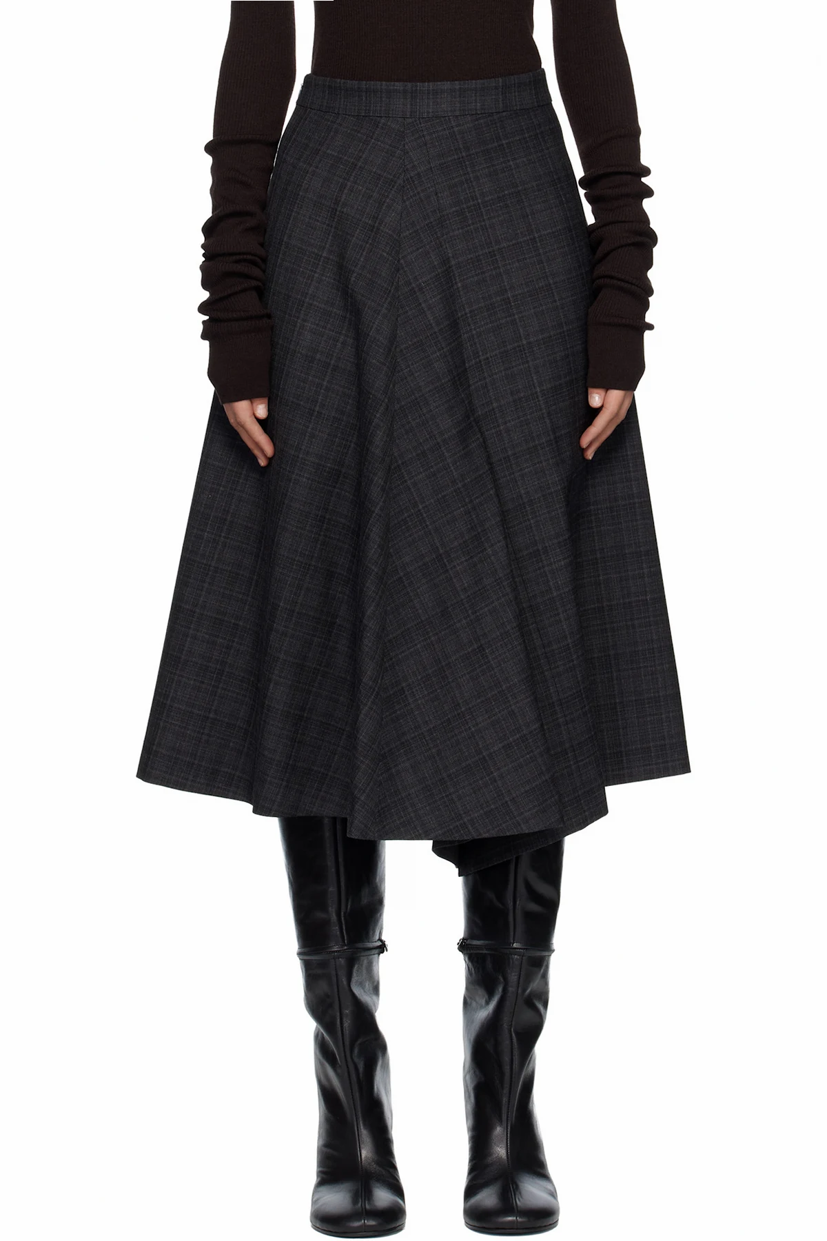 Gray 2 In 1 Midi Skirt