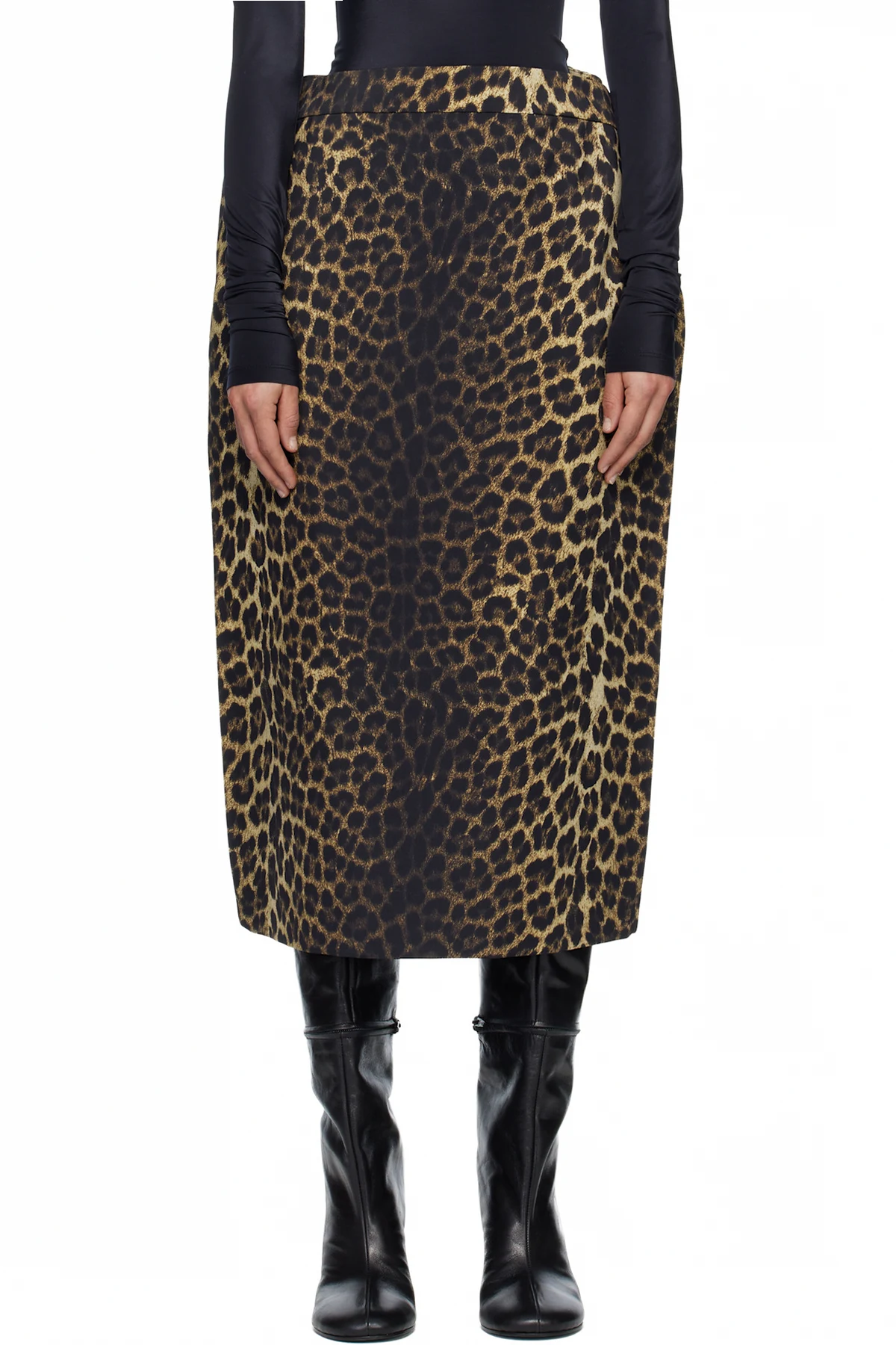 Black & Beige Rectangle Midi Skirt