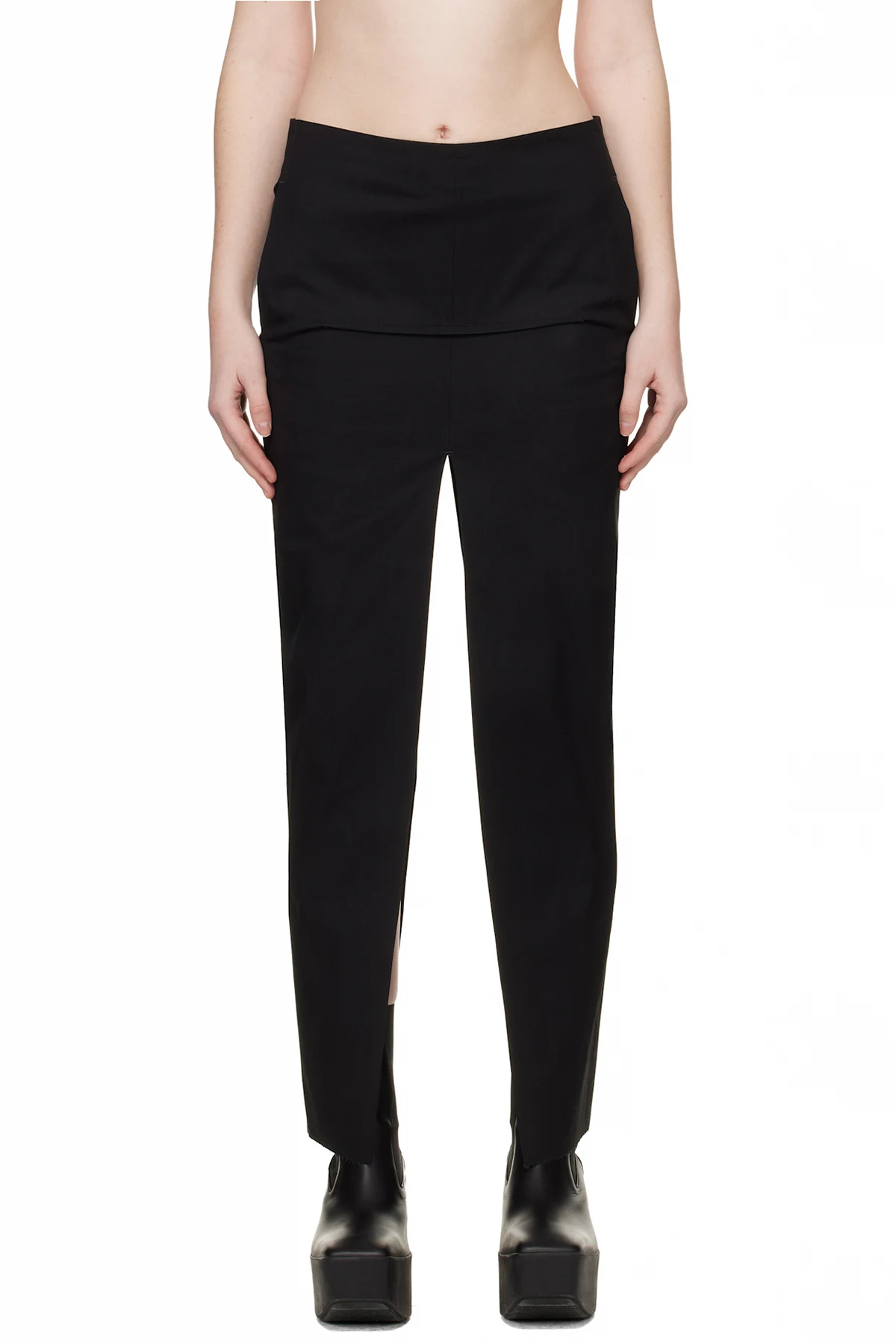 Black Temple Sliced Midi Skirt