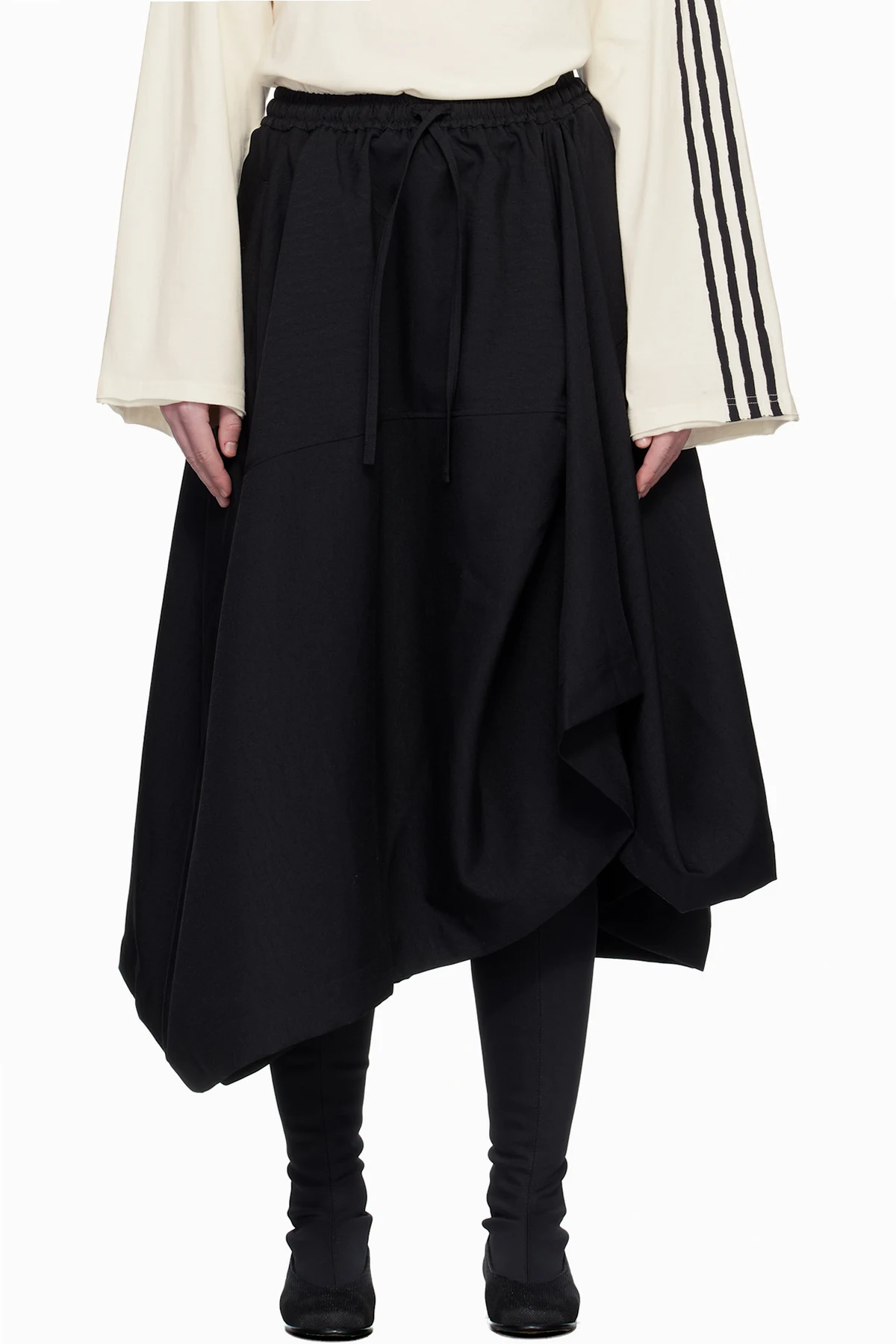 Black Sport Uniform Midi Skirt