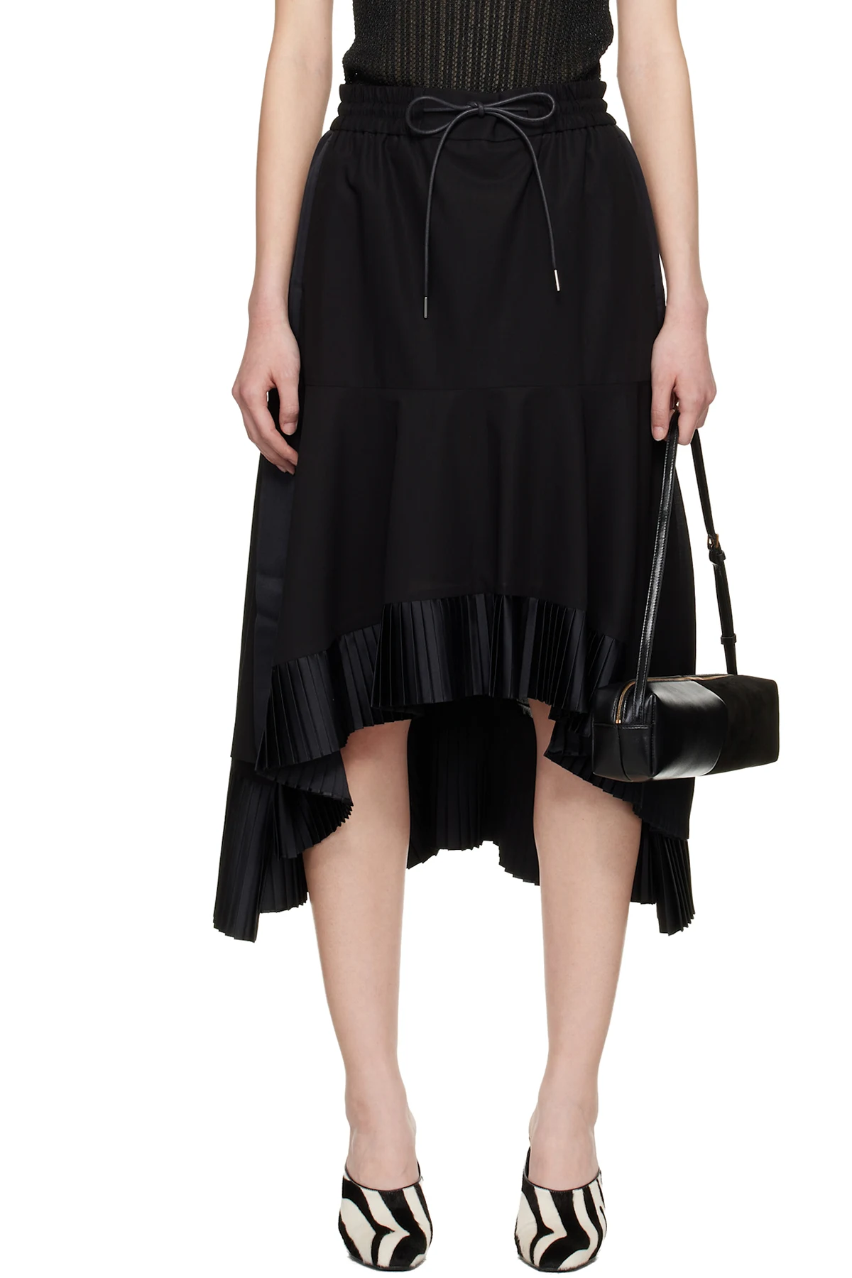 Black Cotton Broadcloth Midi Skirt