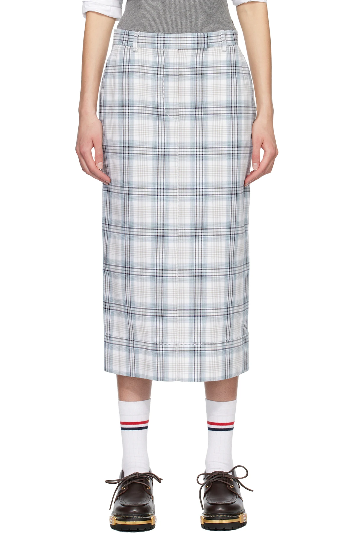 Gray & Off-White Beltloop Sack Midi Skirt