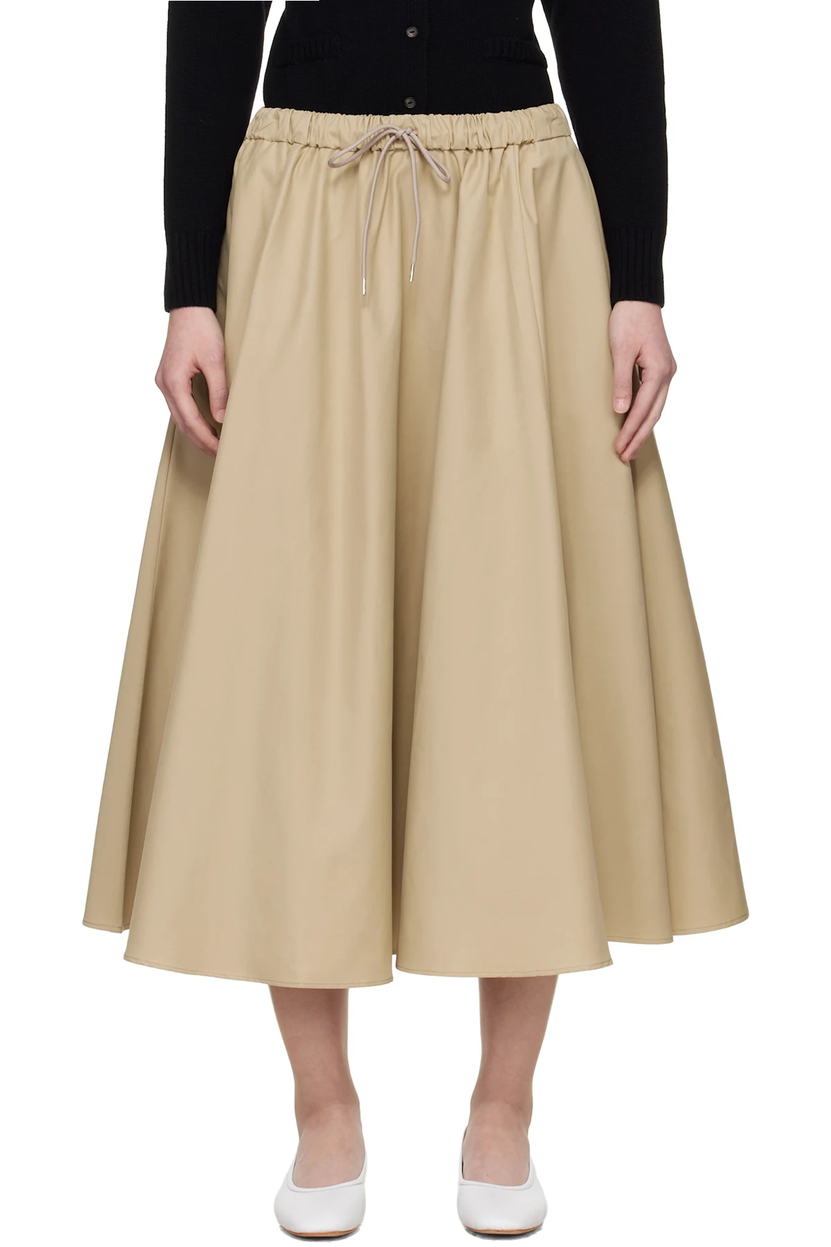 Beige Technical Midi Skirt