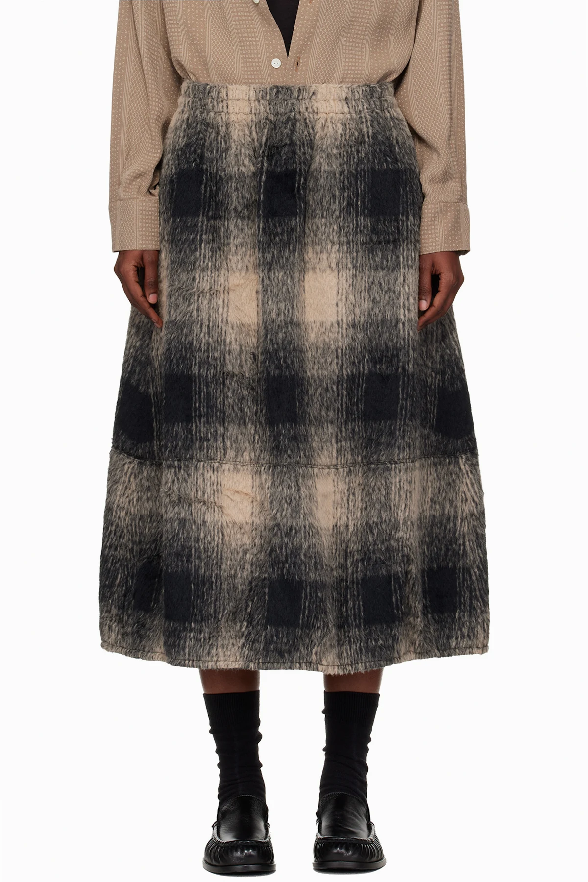 Gray Balloon Midi Skirt