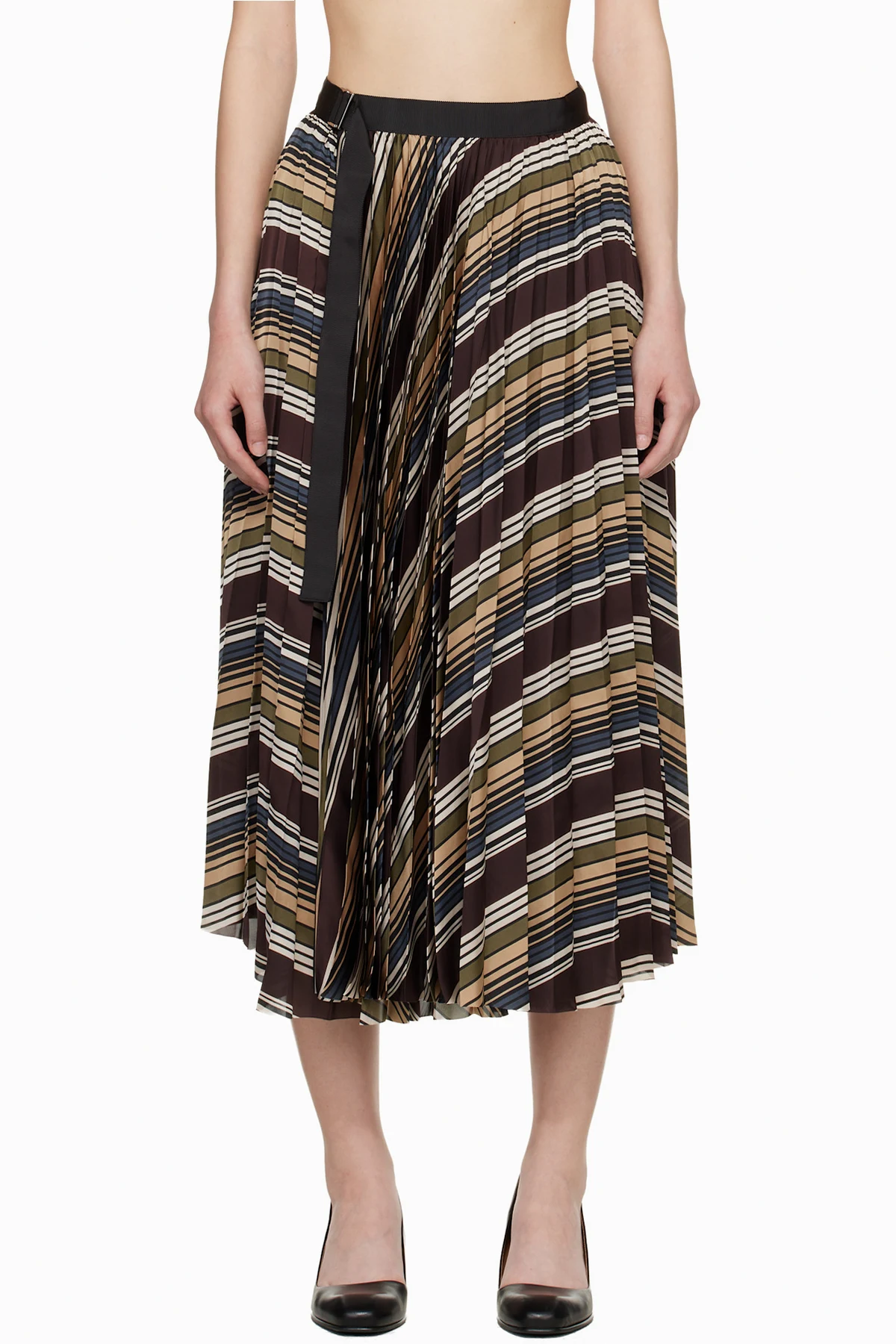 Multicolor Horizontal Stripe Midi Skirt