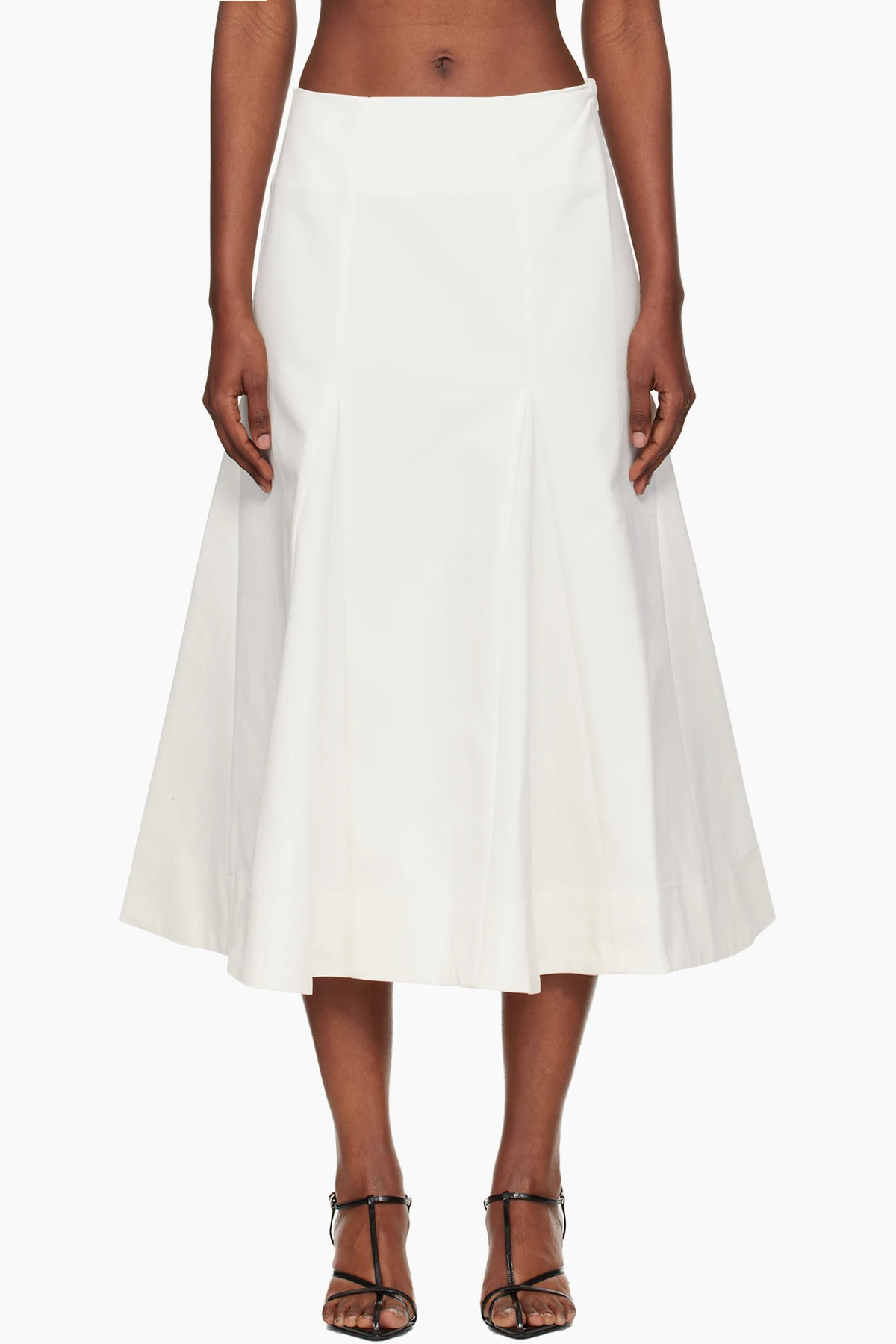 Off-White Sculptural Cotton Midi Skirt