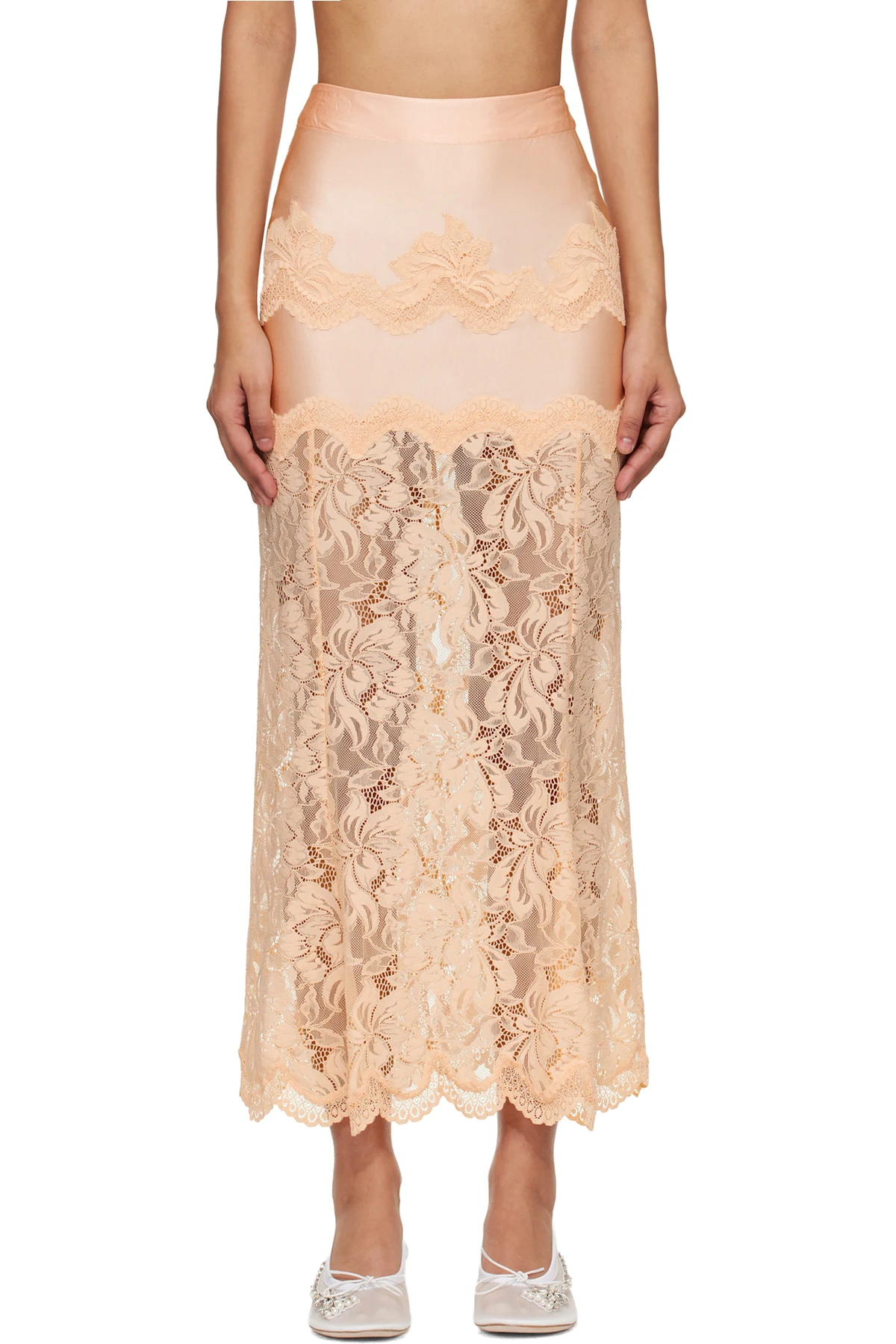 Pink Floral Midi Skirt