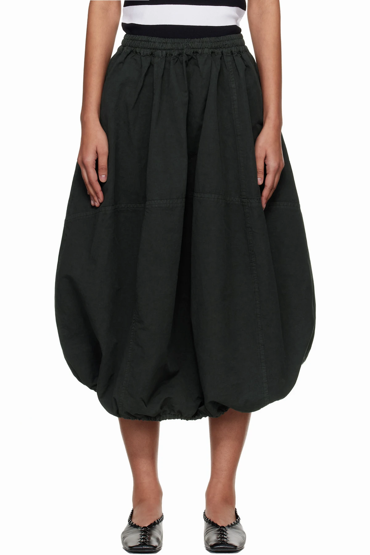 Khaki Parachute Midi Skirt