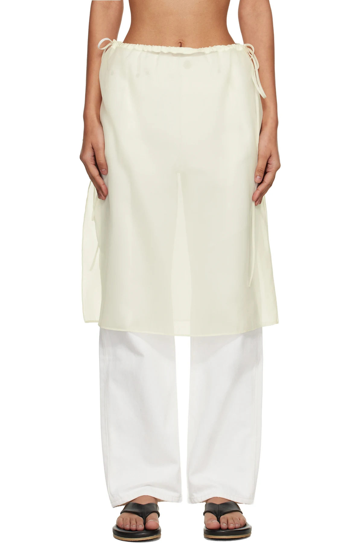 Off-White See-Through Layering Midi Skirt