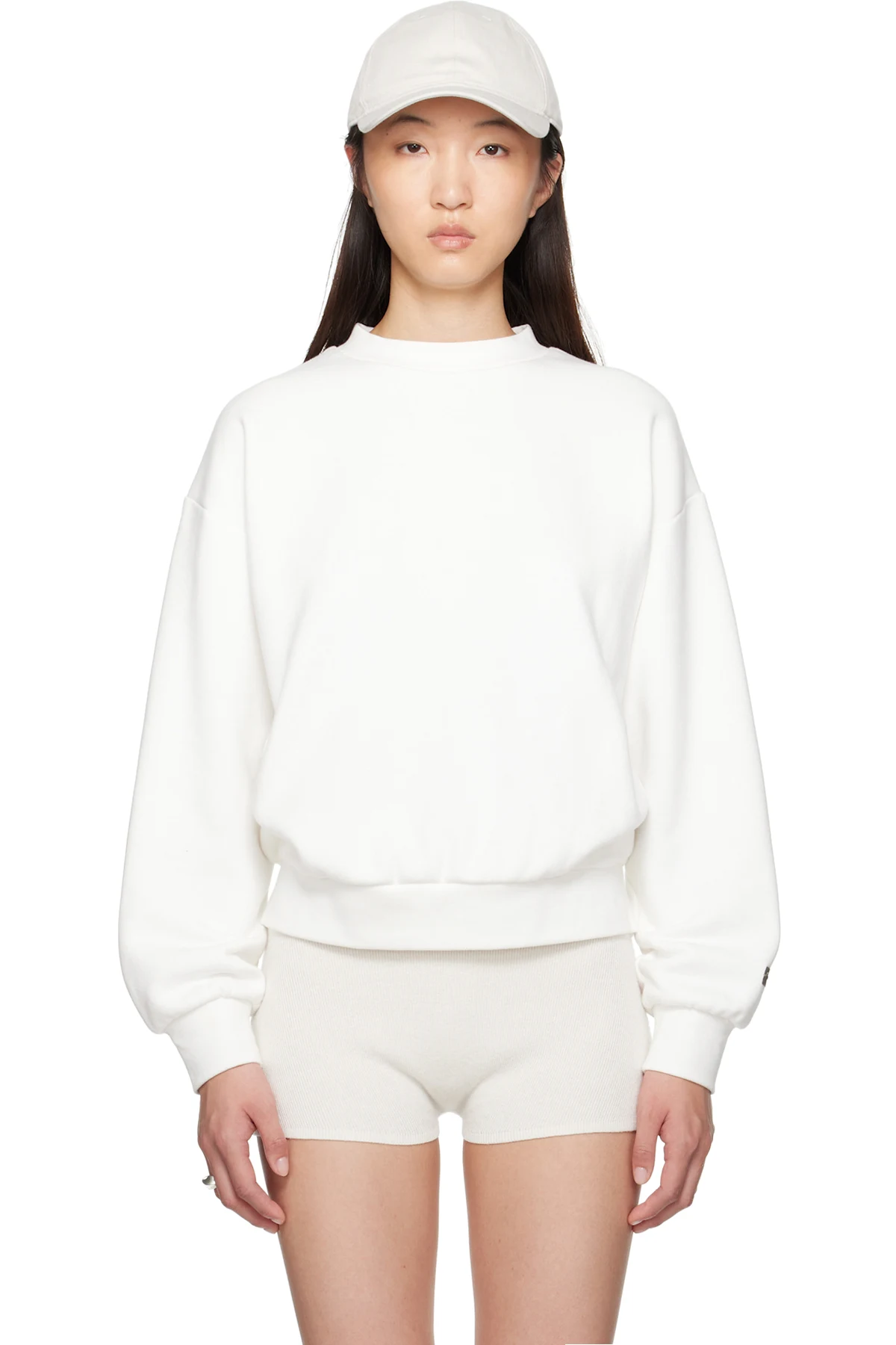 White Classic Fit Crewneck Sweatshirt