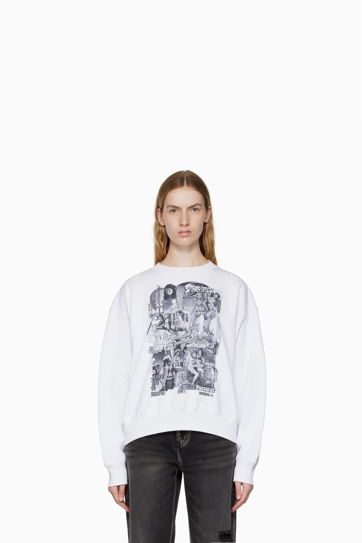 White Movie Collage Sweatshirt