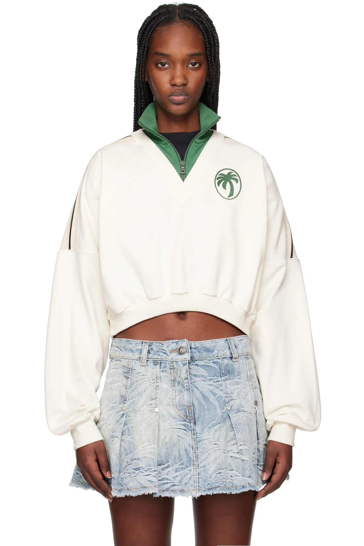 Off-White & Green Oval Palm Sweatshirt