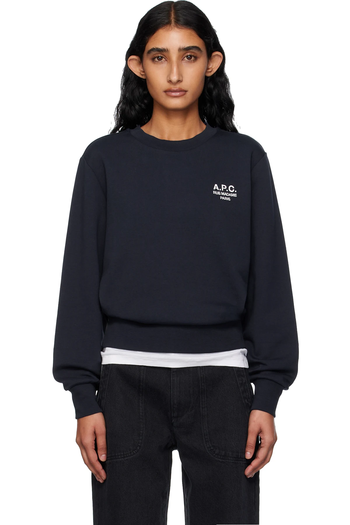 Navy Boxy 'Rue Madame' Sweatshirt