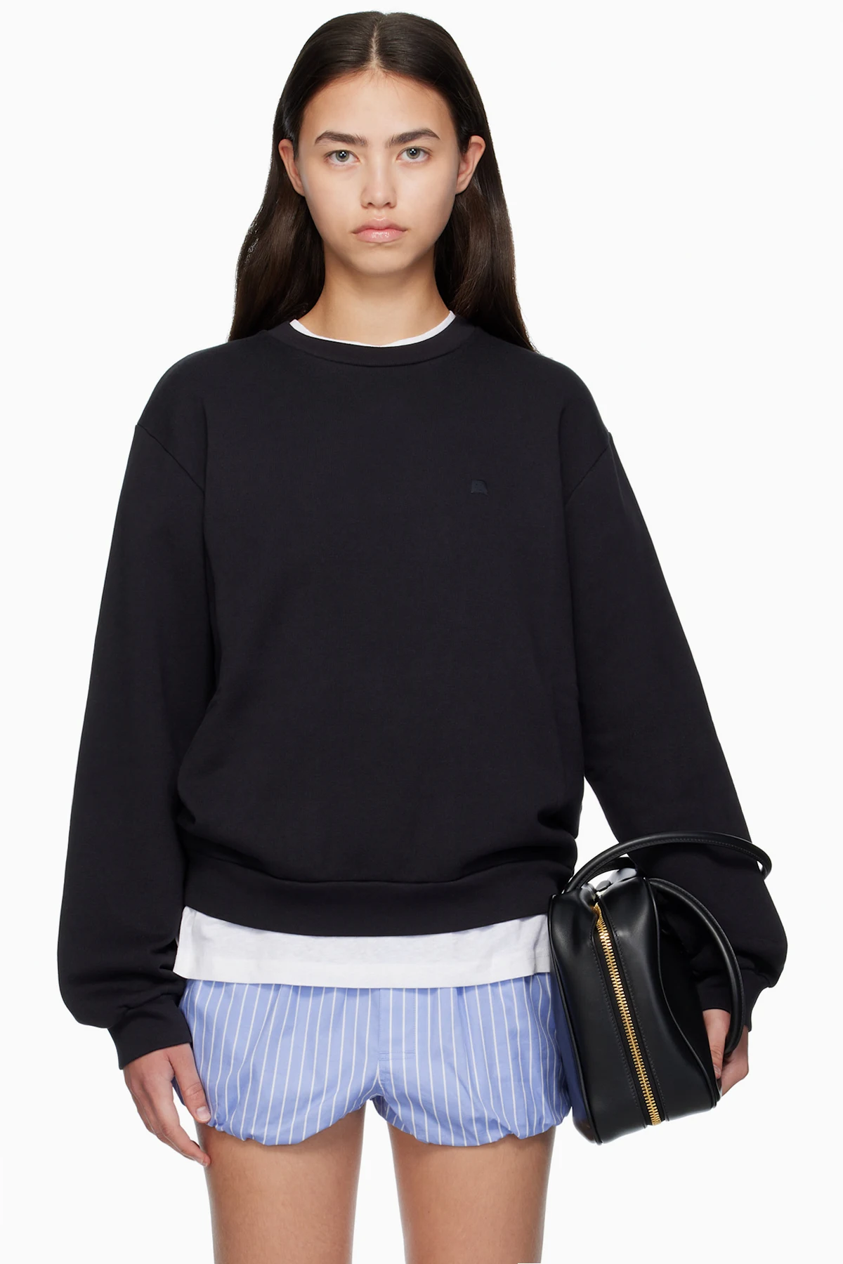 Black Crew Neck Fleece Sweatshirt