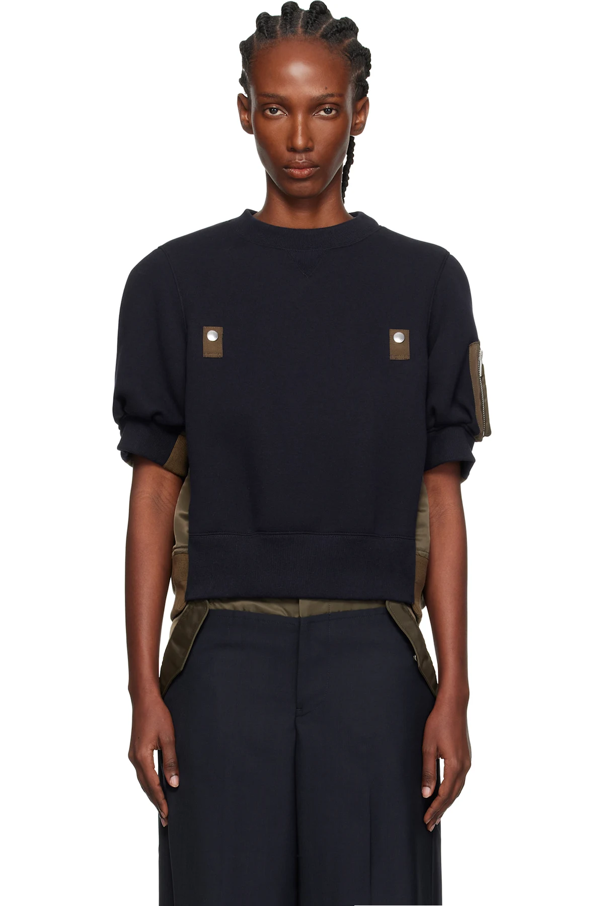 Navy & Khaki Sponge x Nylon Twill Sweatshirt