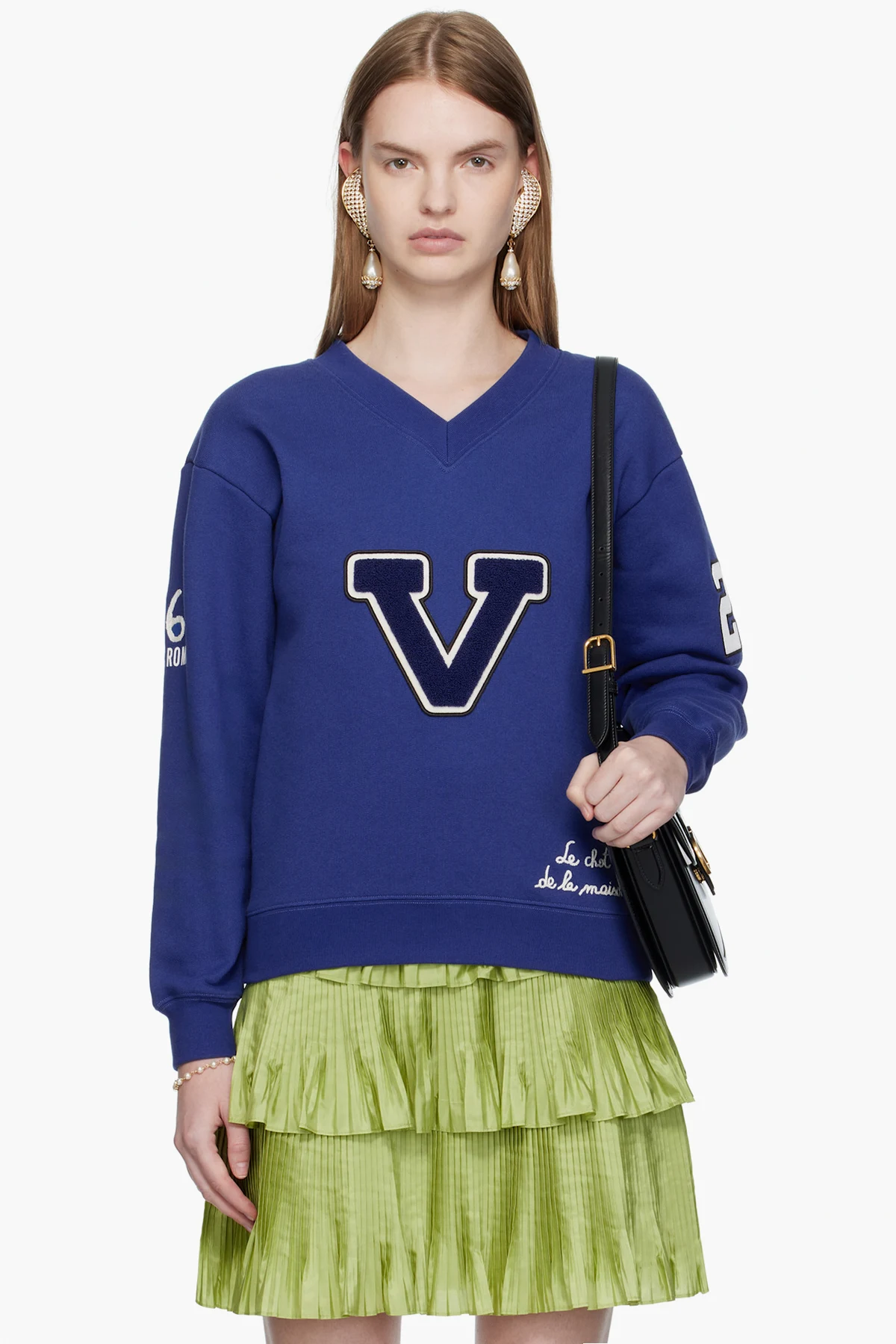Blue Embroidered Cotton Sweatshirt