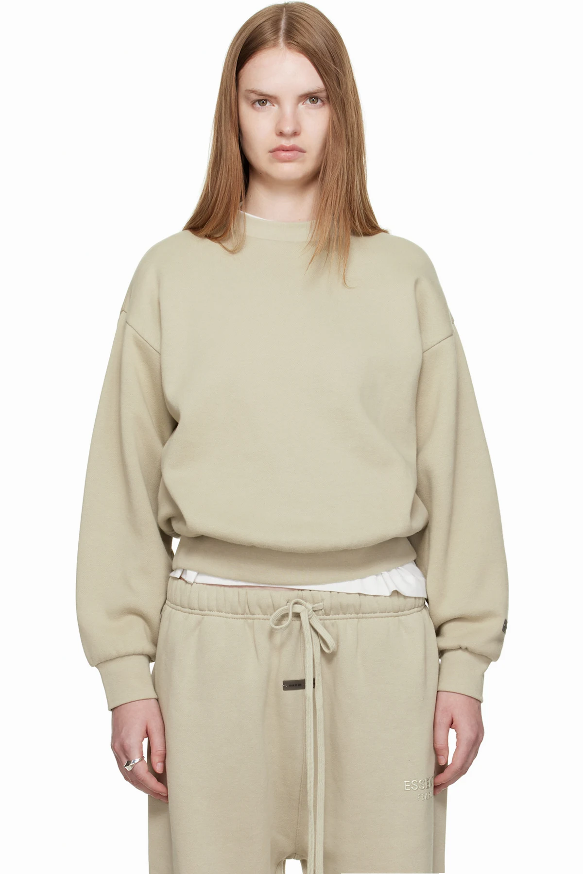 Taupe Classic Fit Crewneck Sweatshirt