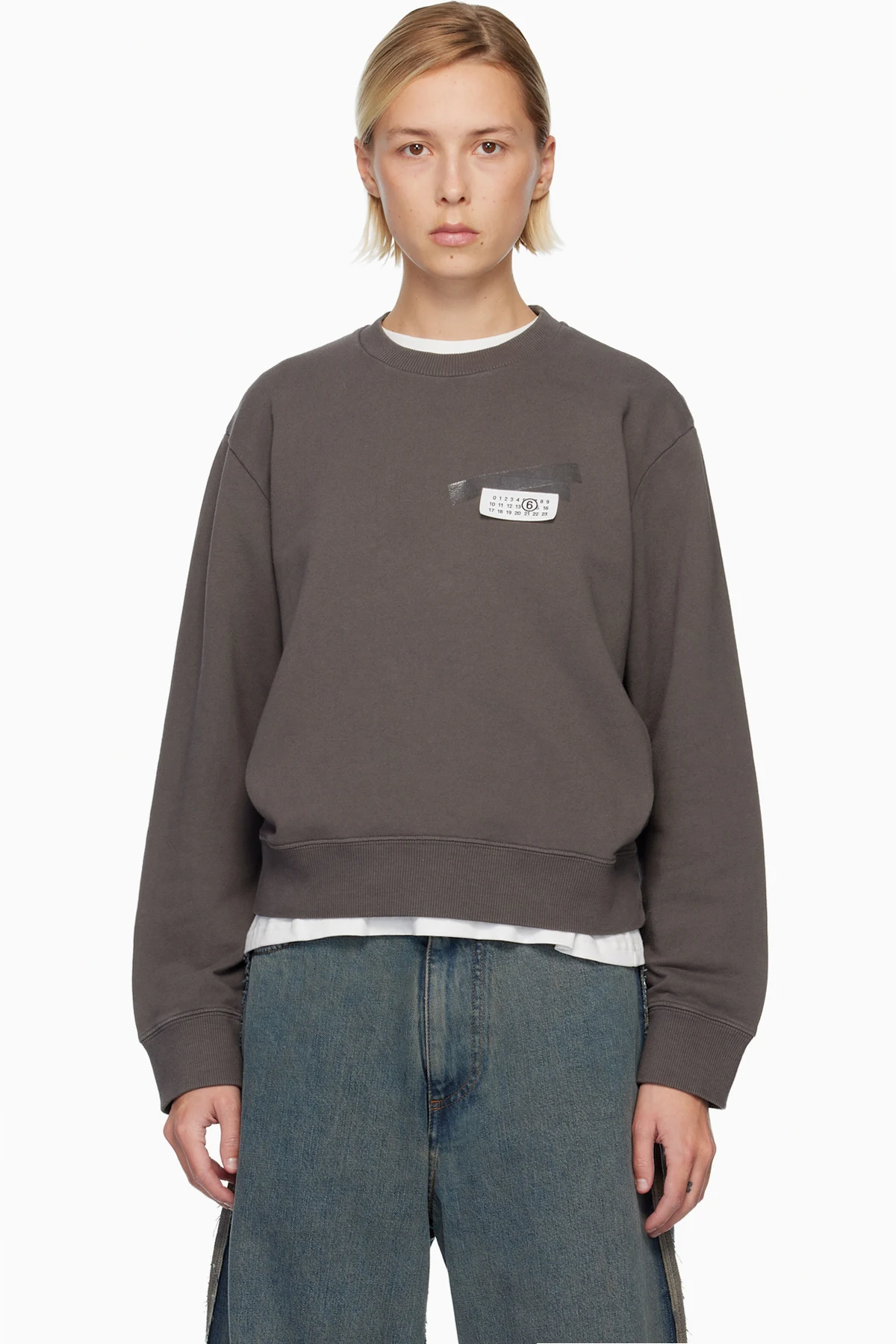 Taupe Taped Patch Sweatshirt
