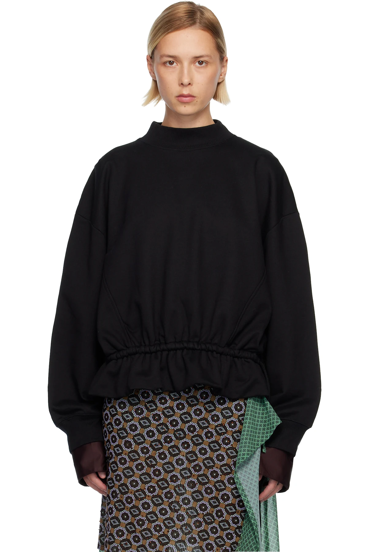 Black Ruffled Sweatshirt