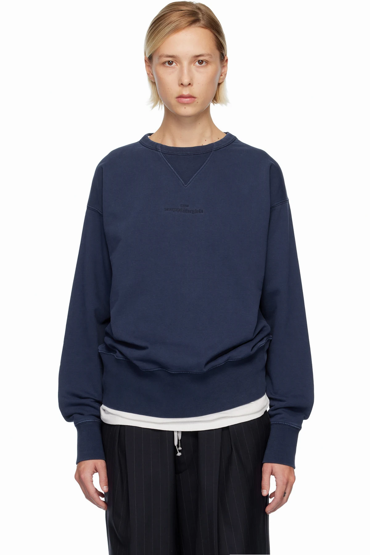 Navy Embroidered Logo Sweatshirt