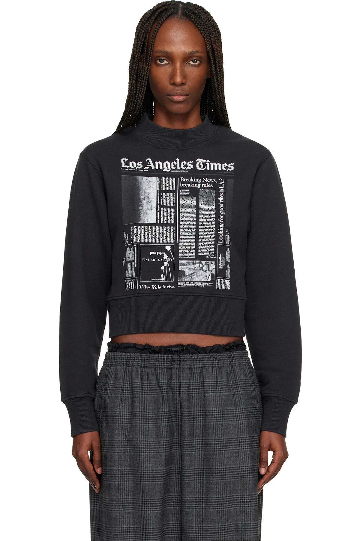 Black LA Times Edition News Fitted Crew Sweatshirt