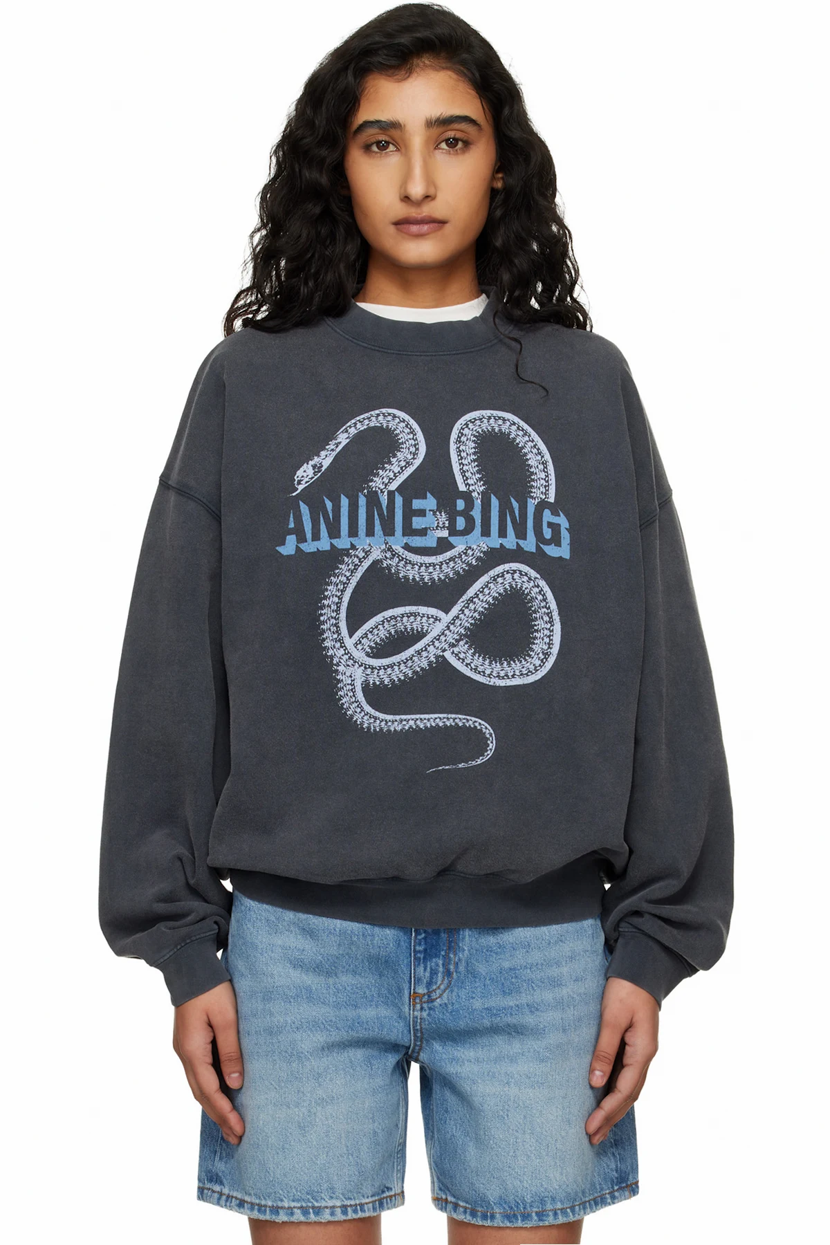 Black Harvey Crew Snake Sweatshirt