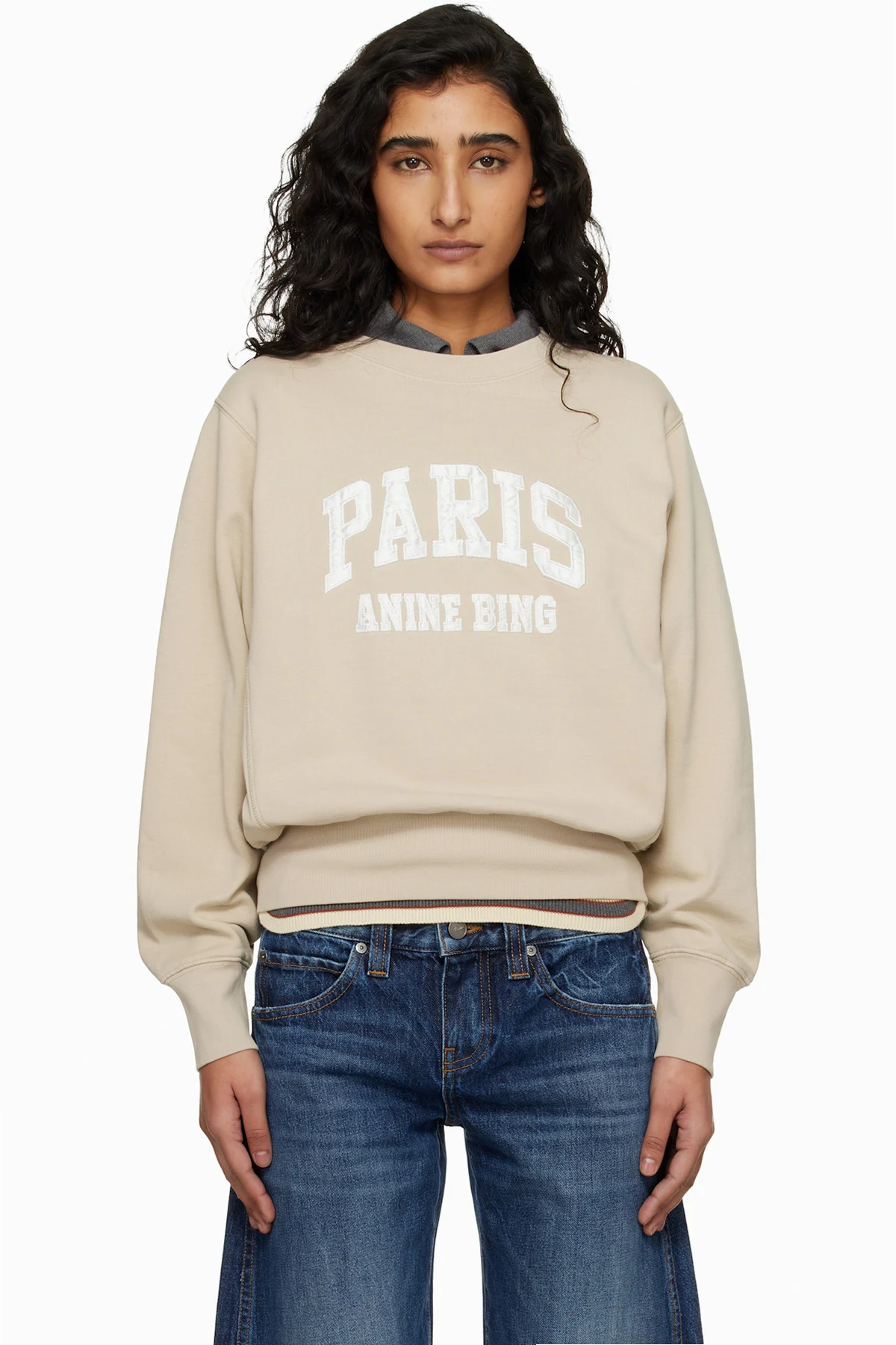 Beige Harry Shrunken Paris Sweatshirt