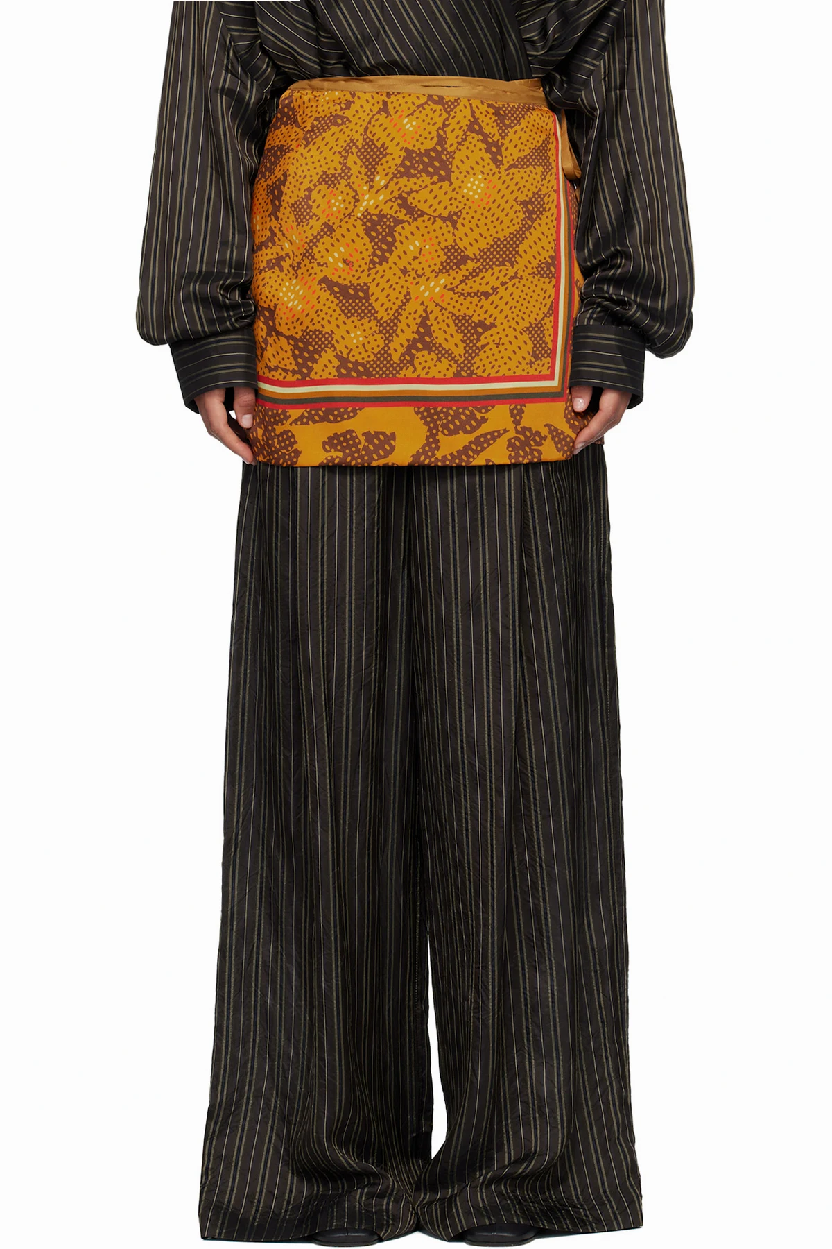 Orange Printed Wrap Miniskirt