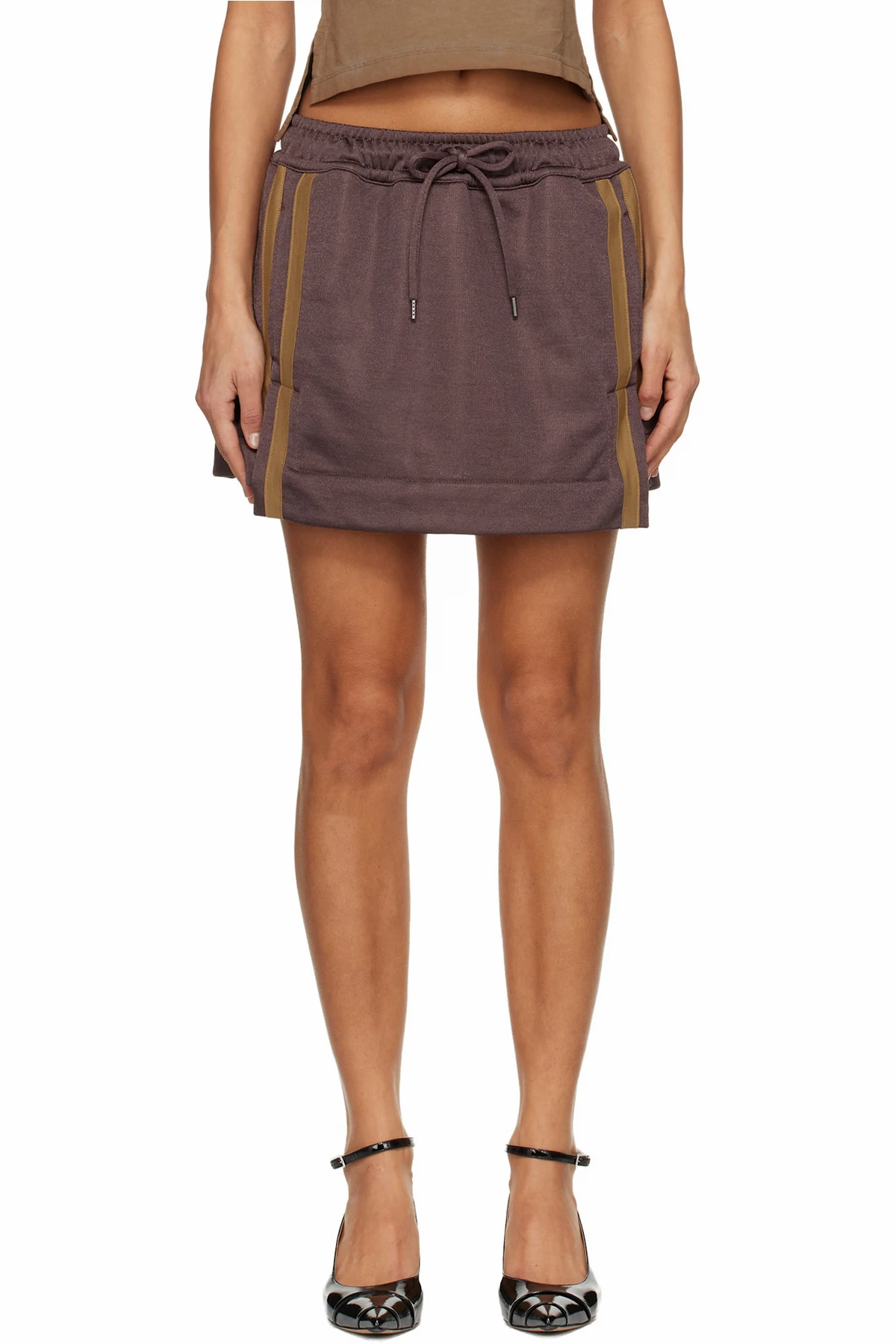 Brown Striped Cheerleader Miniskirt