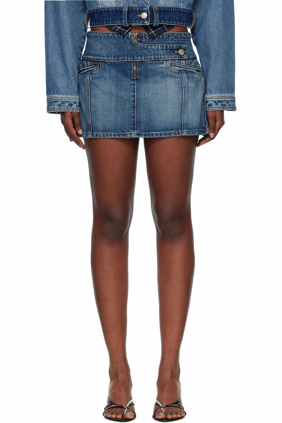 Blue Yoke Denim Miniskirt