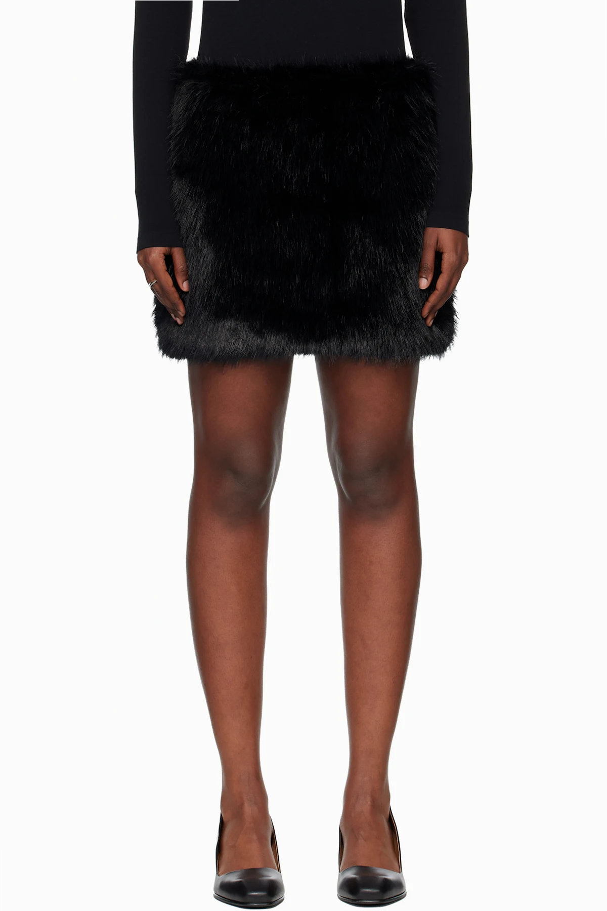 Black Faux-Fur Miniskirt