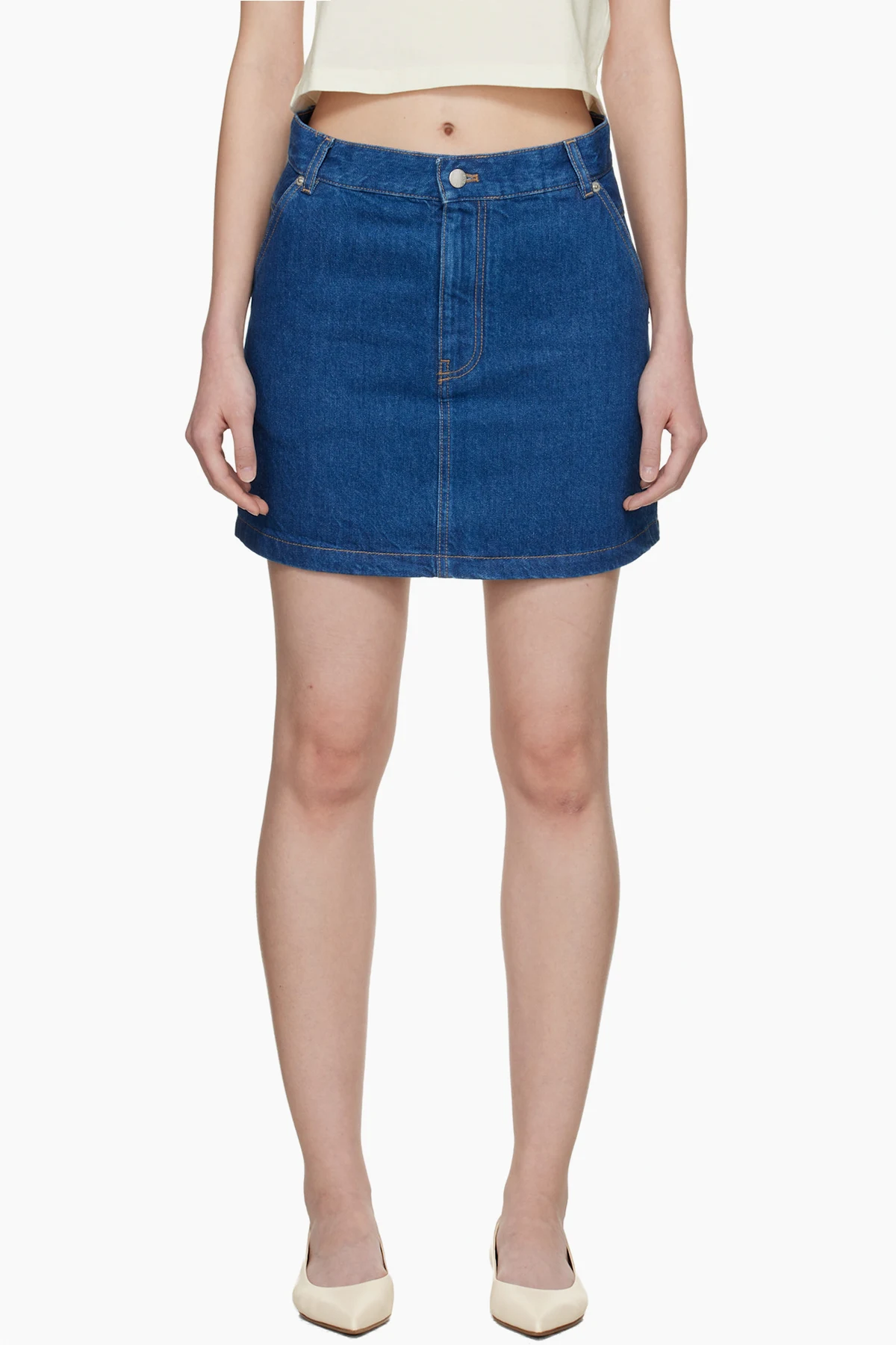 Blue High-Rise Denim Miniskirt