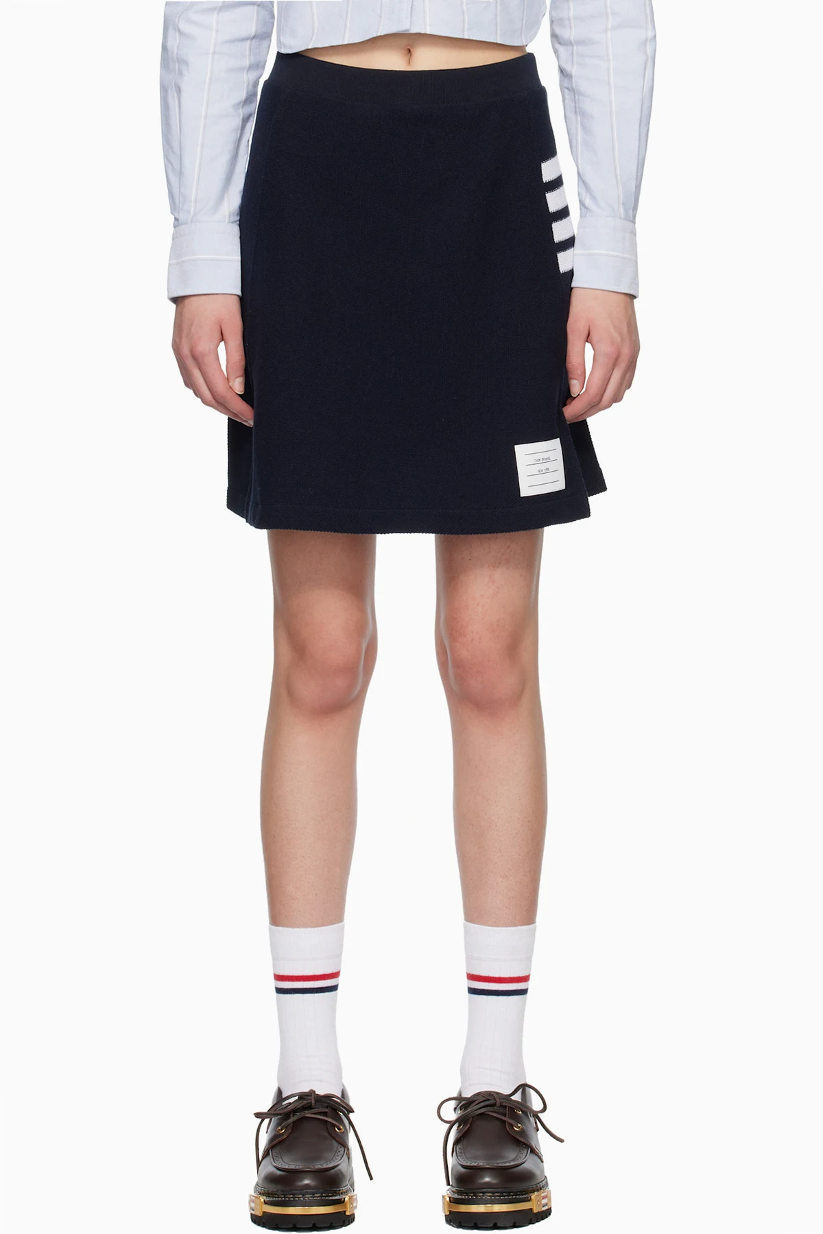 Navy Box Pleat Miniskirt