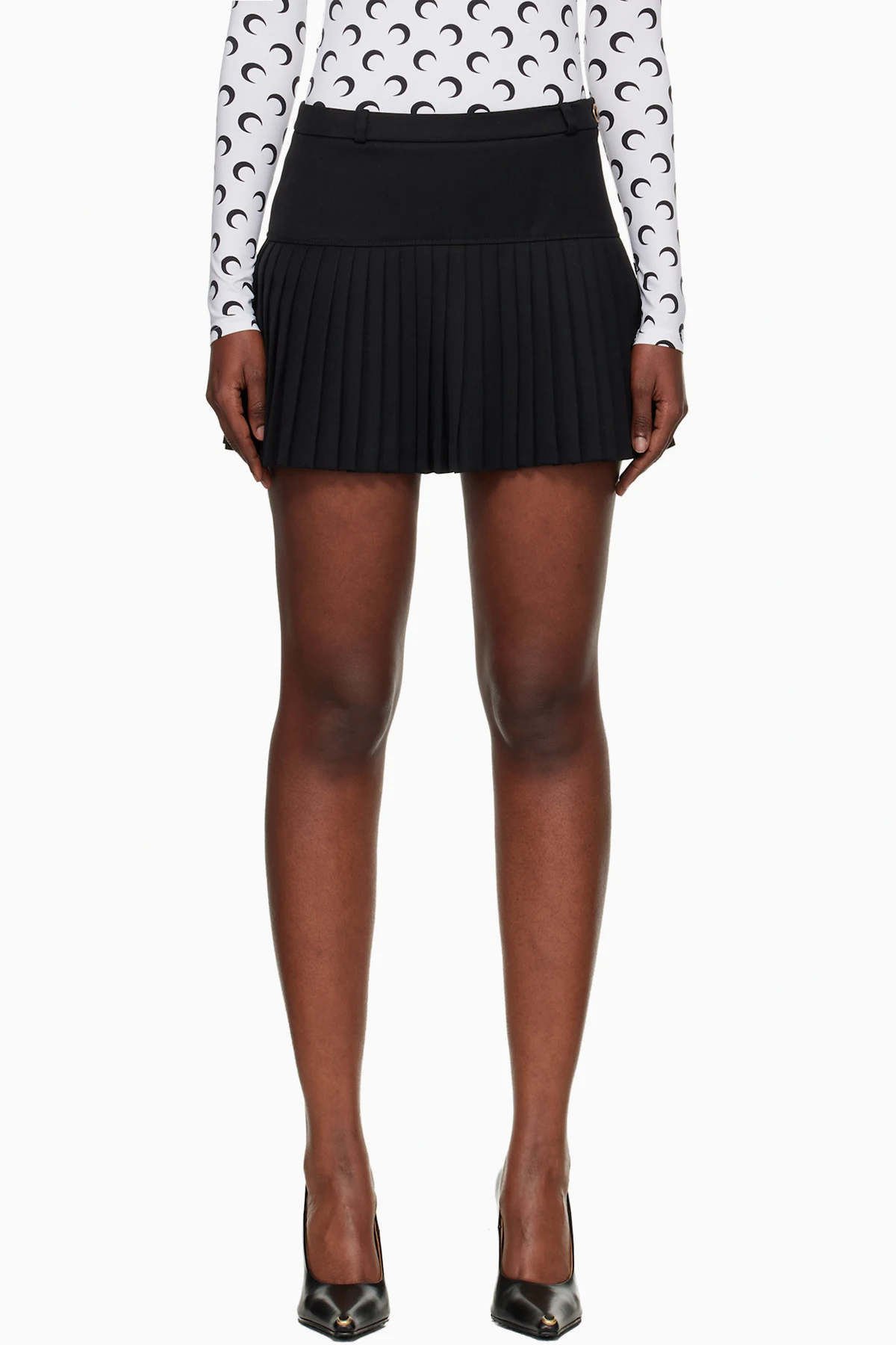 Black Virgin Wool Stretch Twill Miniskirt