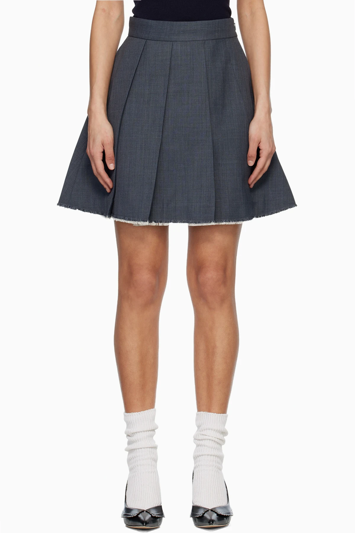 SSENSE Exclusive Gray Pleated Raw Hem Miniskirt